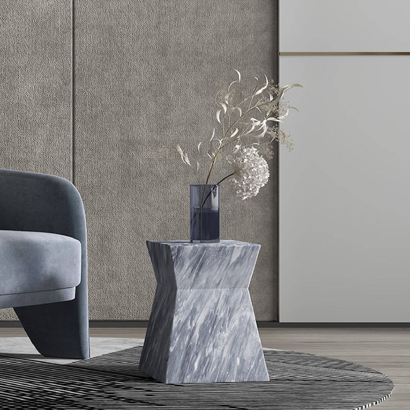 Natural Marble Side Table 378St-Lcst -  Side Tables - ebarza Furniture UAE | Shop Modern Furniture in Abu Dhabi & Dubai - مفروشات ايبازرا في الامارات | تسوق اثاث عصري وديكورات مميزة في دبي وابوظبي