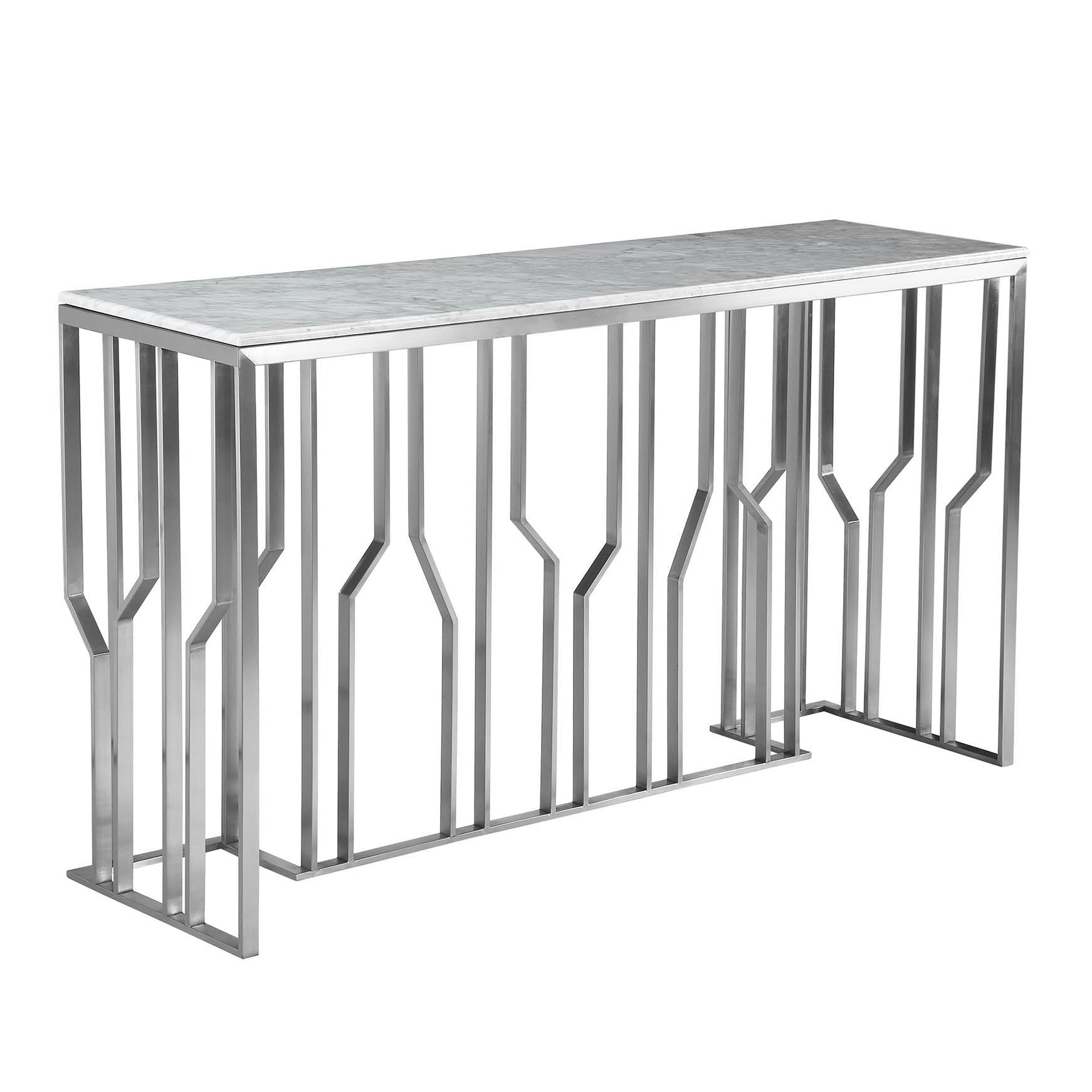 Natural Marble & Stainless Steel Console Table Bp8812-S - Consoles - ebarza Furniture UAE | Shop Modern Furniture in Abu Dhabi & Dubai - مفروشات ايبازرا في الامارات | تسوق اثاث عصري وديكورات مميزة في دبي وابوظبي