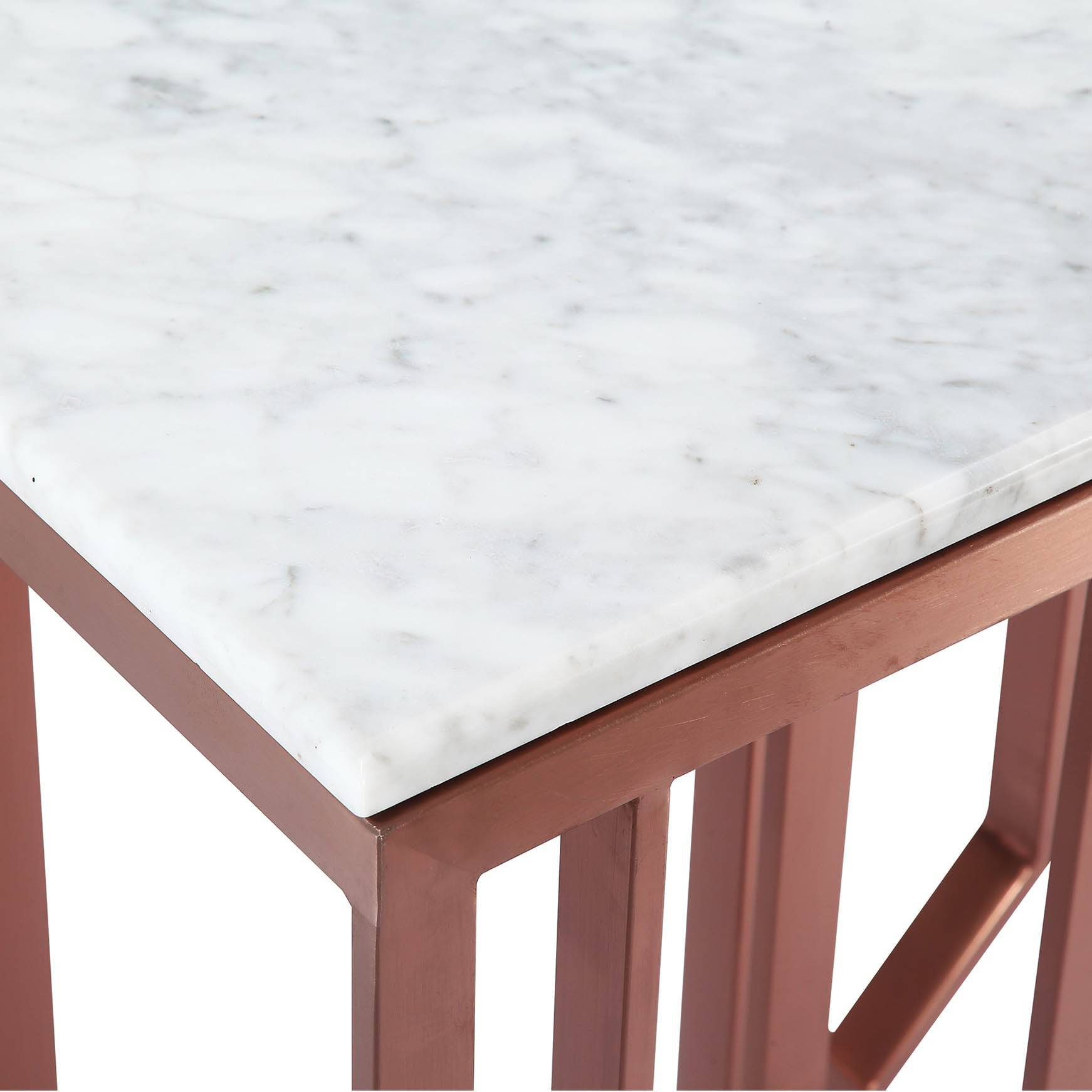 Natural Marble & Stainless Steel Console Table Bp8812- S-Rg - Consoles - ebarza Furniture UAE | Shop Modern Furniture in Abu Dhabi & Dubai - مفروشات ايبازرا في الامارات | تسوق اثاث عصري وديكورات مميزة في دبي وابوظبي
