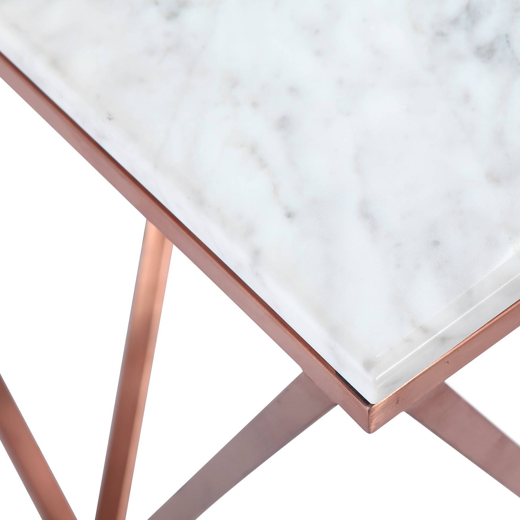 Natural Marble & Stainless Steel Table Bp8809B-R.G -  Coffee Tables - ebarza Furniture UAE | Shop Modern Furniture in Abu Dhabi & Dubai - مفروشات ايبازرا في الامارات | تسوق اثاث عصري وديكورات مميزة في دبي وابوظبي