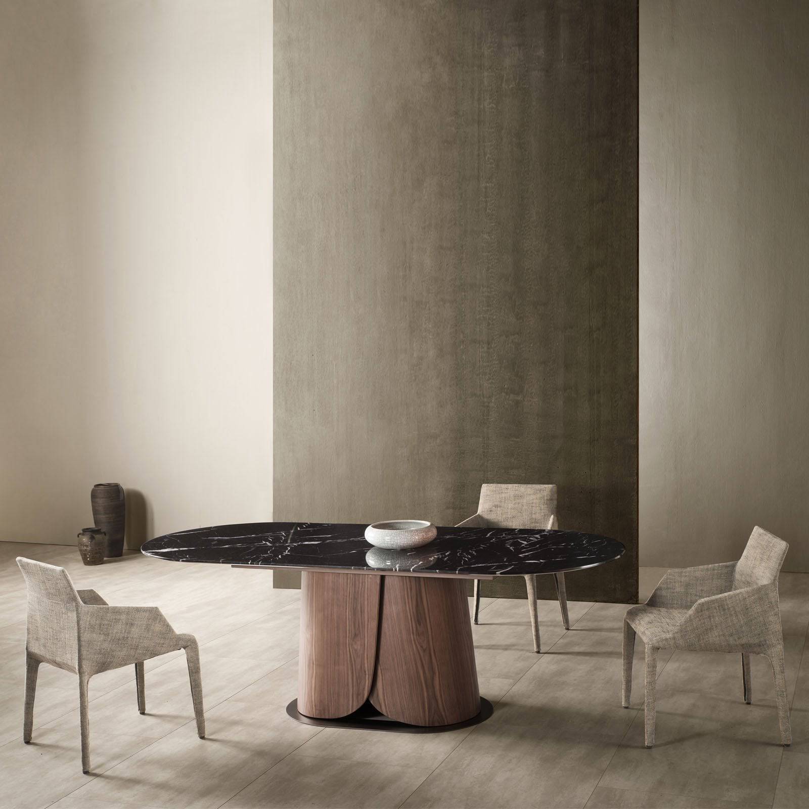 Nero Margiua Natural Marble Dining Table Dt011 -  Dining Tables - ebarza Furniture UAE | Shop Modern Furniture in Abu Dhabi & Dubai - مفروشات ايبازرا في الامارات | تسوق اثاث عصري وديكورات مميزة في دبي وابوظبي