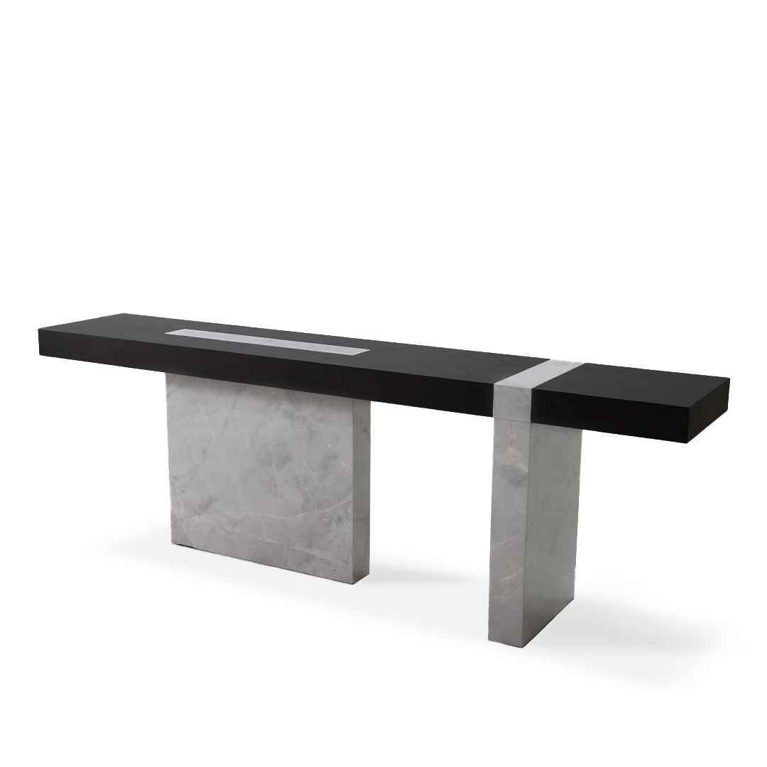 New Smoky Base Grey Marble Console JK-W011 - Consoles - ebarza Furniture UAE | Shop Modern Furniture in Abu Dhabi & Dubai - مفروشات ايبازرا في الامارات | تسوق اثاث عصري وديكورات مميزة في دبي وابوظبي