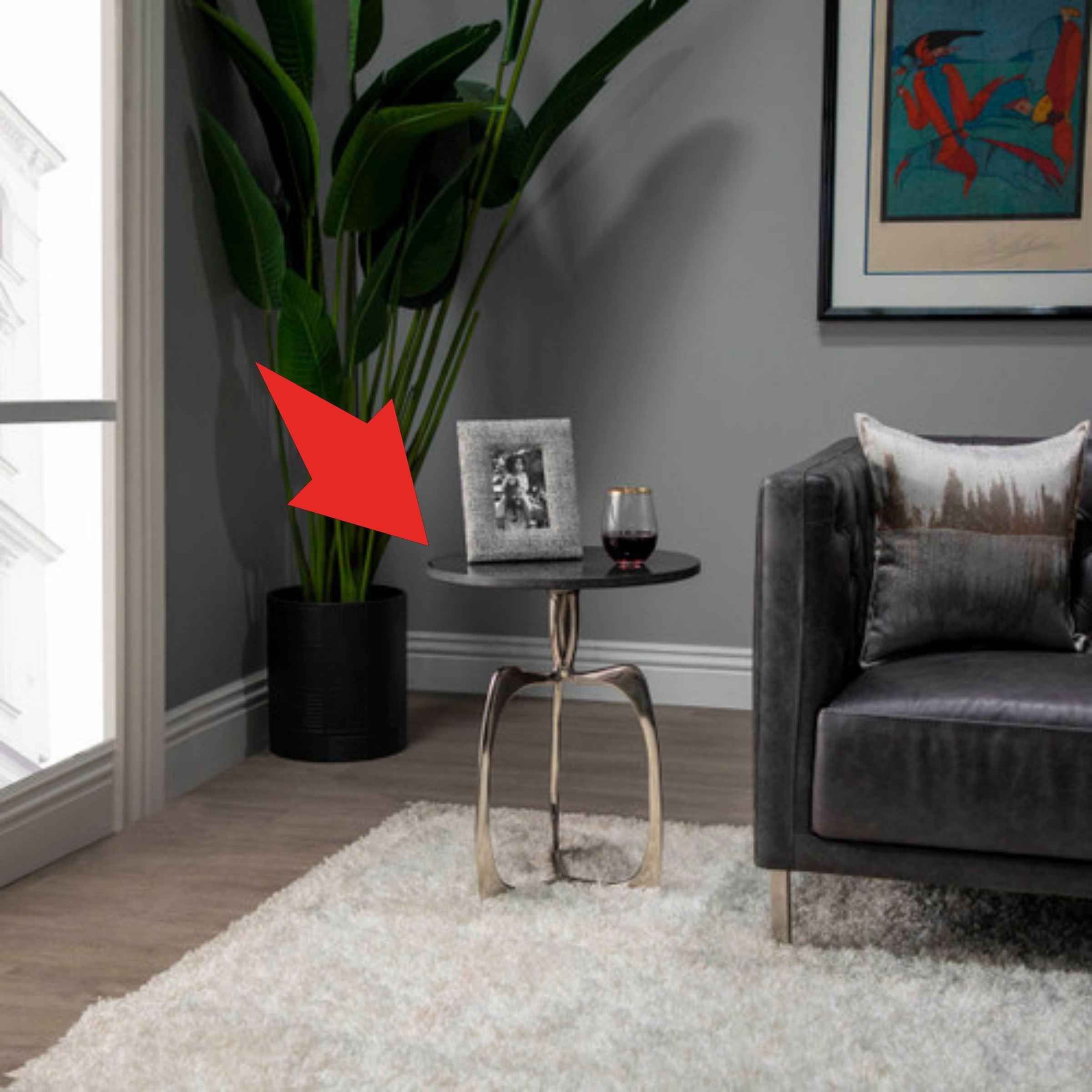 Nickel Side Table With Black Marble 14844-02 -  Side Tables - ebarza Furniture UAE | Shop Modern Furniture in Abu Dhabi & Dubai - مفروشات ايبازرا في الامارات | تسوق اثاث عصري وديكورات مميزة في دبي وابوظبي