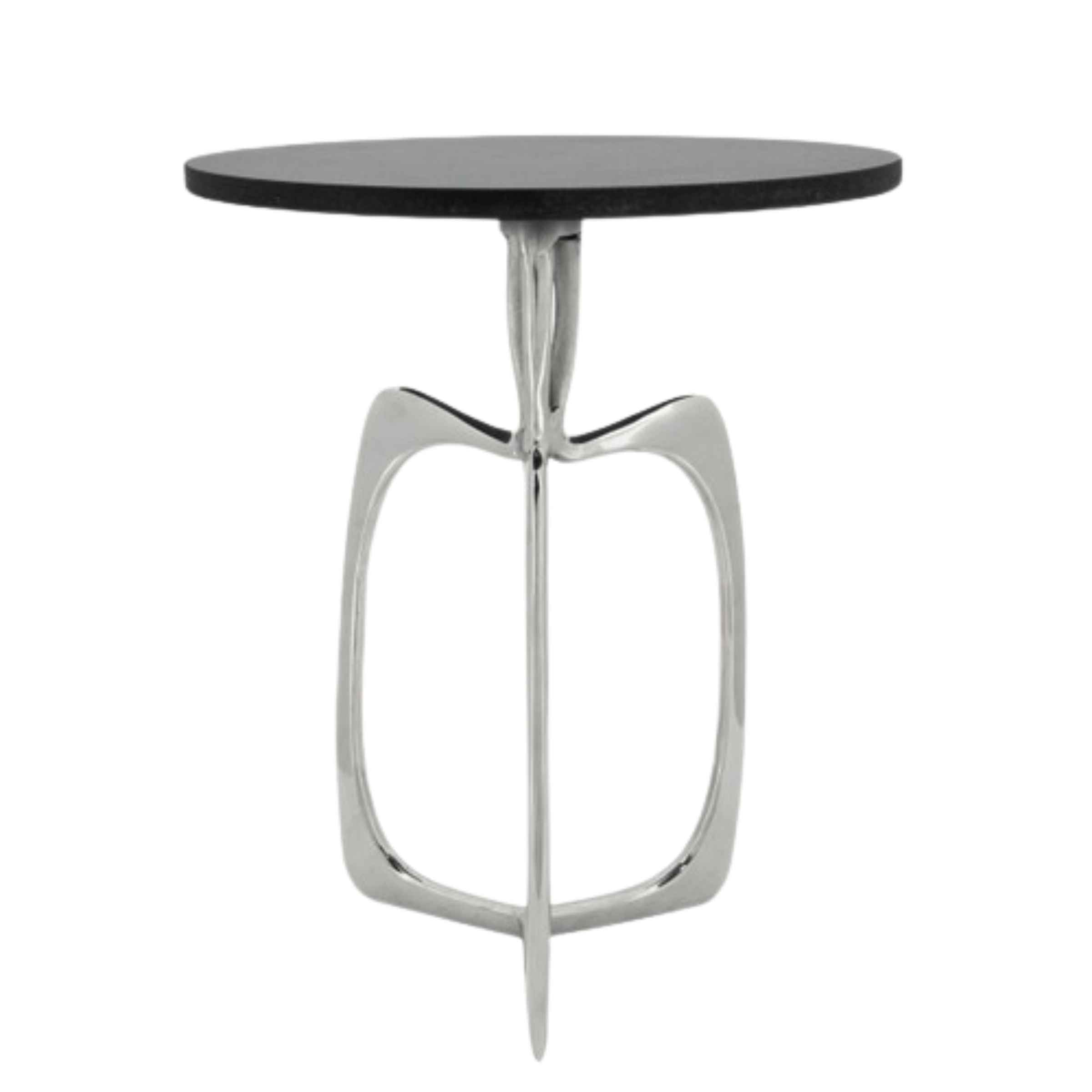 Nickel Side Table With Black Marble 14844-02 -  Side Tables - ebarza Furniture UAE | Shop Modern Furniture in Abu Dhabi & Dubai - مفروشات ايبازرا في الامارات | تسوق اثاث عصري وديكورات مميزة في دبي وابوظبي