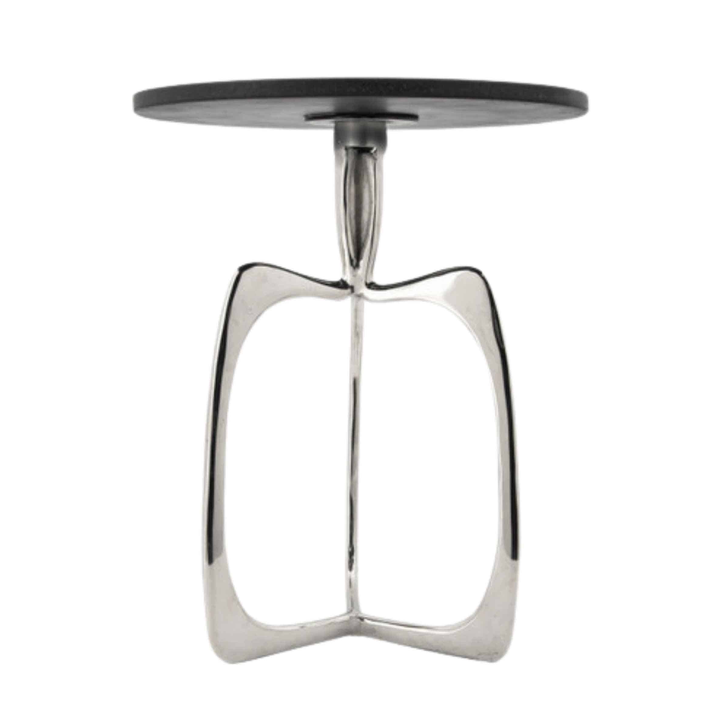 Nickel Side Table With Black Marble 14844-02 -  Side Tables - ebarza Furniture UAE | Shop Modern Furniture in Abu Dhabi & Dubai - مفروشات ايبازرا في الامارات | تسوق اثاث عصري وديكورات مميزة في دبي وابوظبي