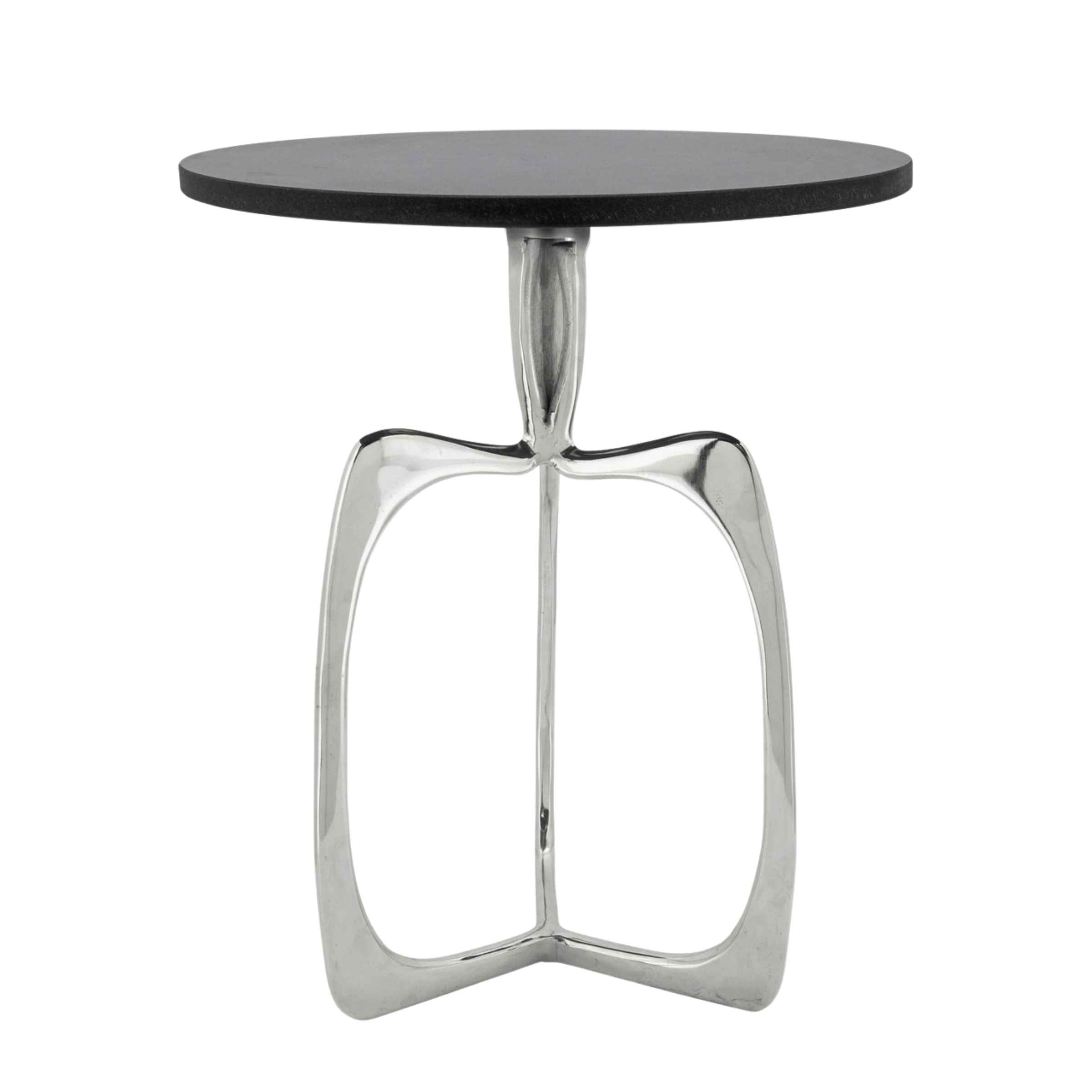Nickel Side Table With Black Marble 14844-02 -  Side Tables - ebarza Furniture UAE | Shop Modern Furniture in Abu Dhabi & Dubai - مفروشات ايبازرا في الامارات | تسوق اثاث عصري وديكورات مميزة في دبي وابوظبي