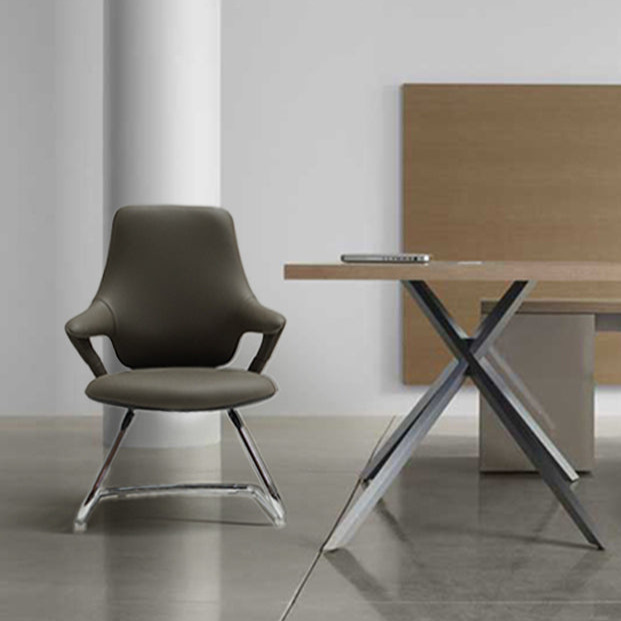 Nigel Leather Visit/Office Chair Without Wheels 8001G - Office Chairs - ebarza Furniture UAE | Shop Modern Furniture in Abu Dhabi & Dubai - مفروشات ايبازرا في الامارات | تسوق اثاث عصري وديكورات مميزة في دبي وابوظبي