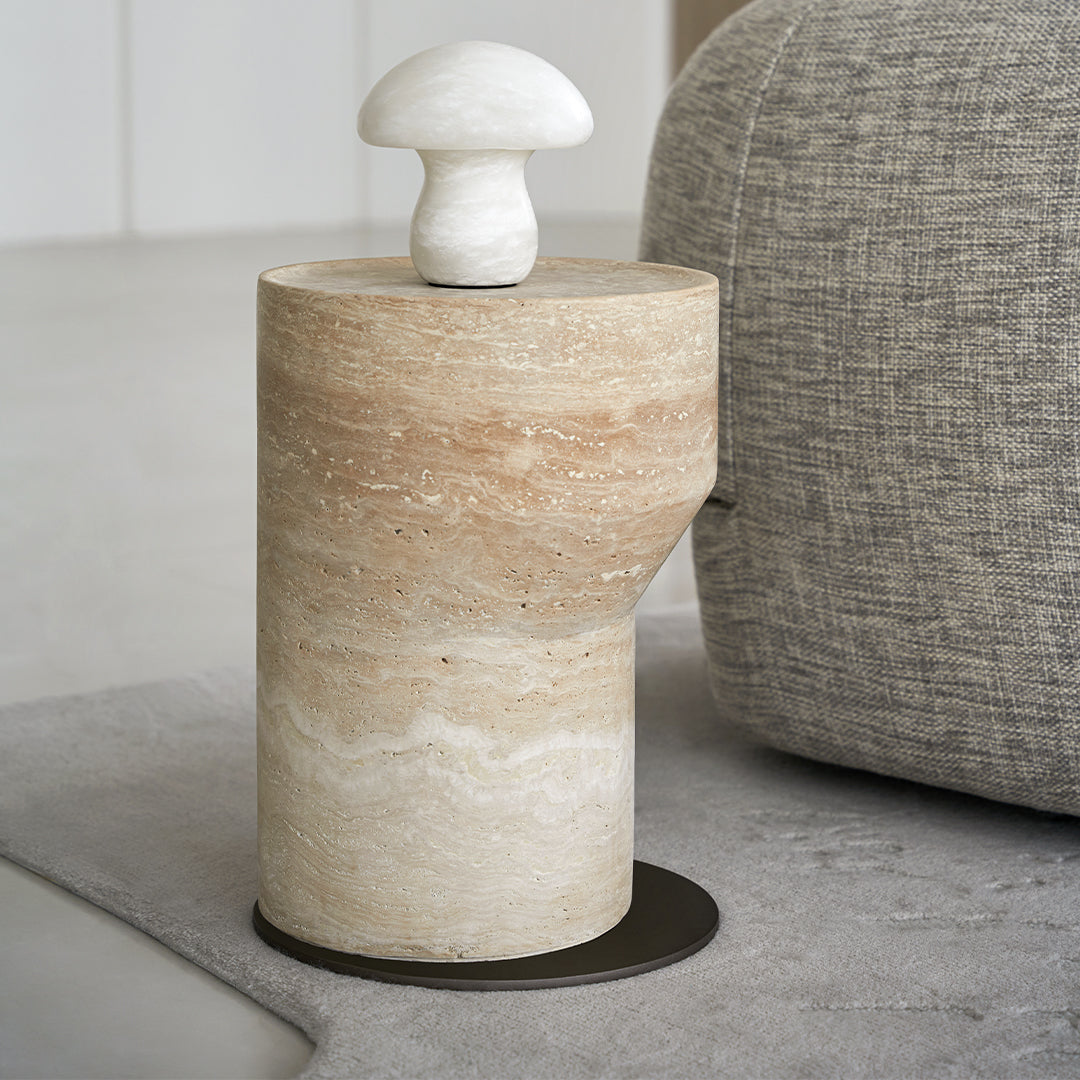 Pre-order 25 Days Delivery Nimbus Travertine Small Side Table BMCJ-BJ6070-SMALL - Side Tables - ebarza Furniture UAE | Shop Modern Furniture in Abu Dhabi & Dubai - مفروشات ايبازرا في الامارات | تسوق اثاث عصري وديكورات مميزة في دبي وابوظبي