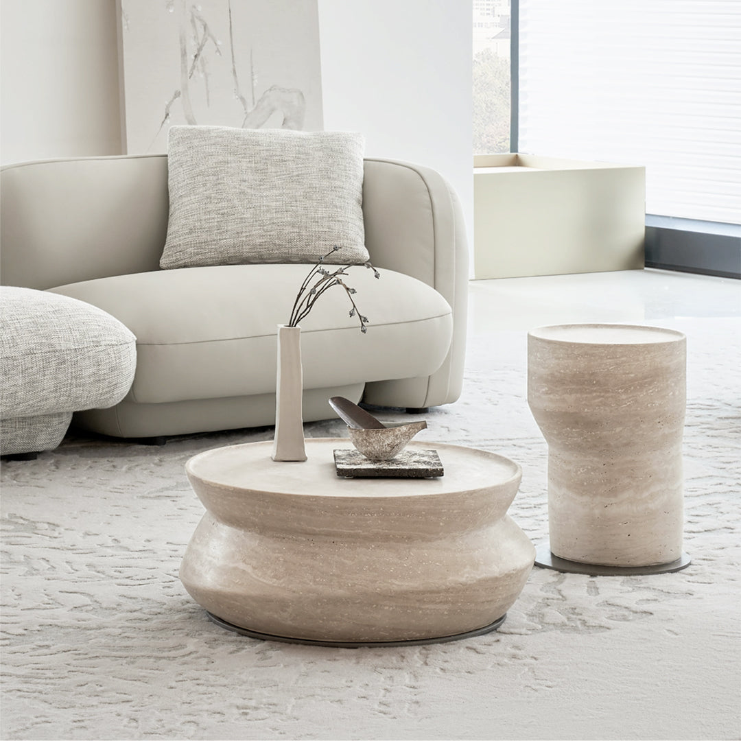Pre-order 25 Days Delivery Nimbus Travertine Small Side Table BMCJ-BJ6070-SMALL - Side Tables - ebarza Furniture UAE | Shop Modern Furniture in Abu Dhabi & Dubai - مفروشات ايبازرا في الامارات | تسوق اثاث عصري وديكورات مميزة في دبي وابوظبي