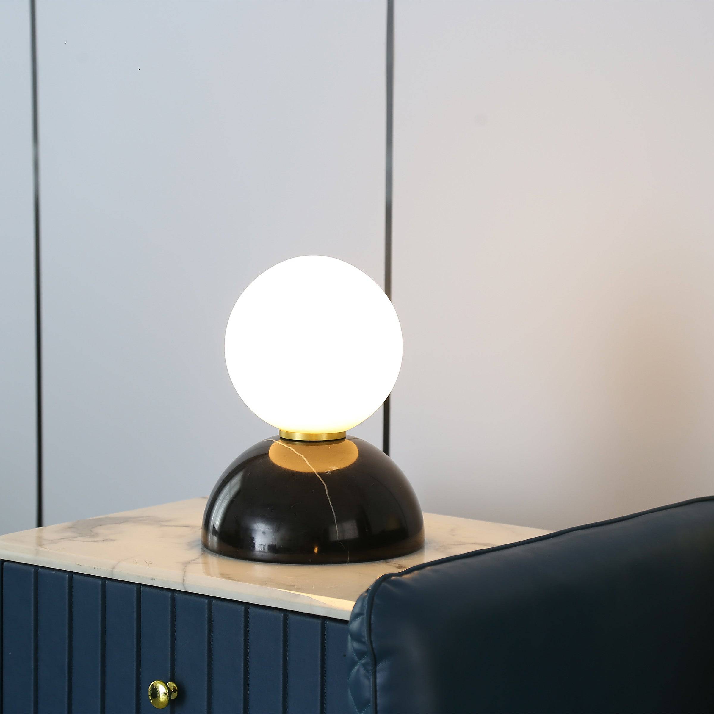 Opal Glass Shade With Black Marble Base Table Lamp 8709T-Bk -  Desk\table Lamps - ebarza Furniture UAE | Shop Modern Furniture in Abu Dhabi & Dubai - مفروشات ايبازرا في الامارات | تسوق اثاث عصري وديكورات مميزة في دبي وابوظبي