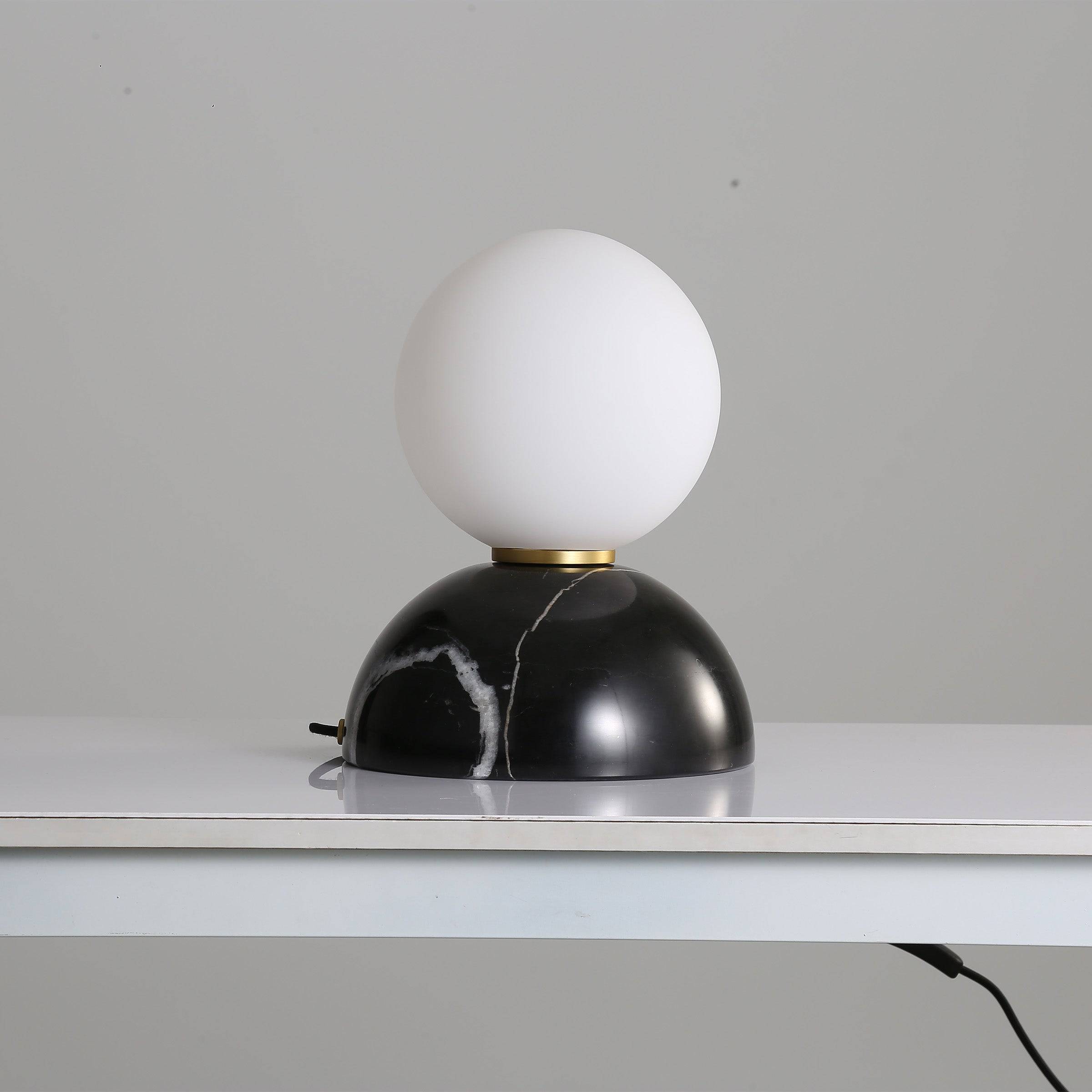 Opal Glass Shade With Black Marble Base Table Lamp 8709T-Bk - Desk\table Lamps - ebarza Furniture UAE | Shop Modern Furniture in Abu Dhabi & Dubai - مفروشات ايبازرا في الامارات | تسوق اثاث عصري وديكورات مميزة في دبي وابوظبي