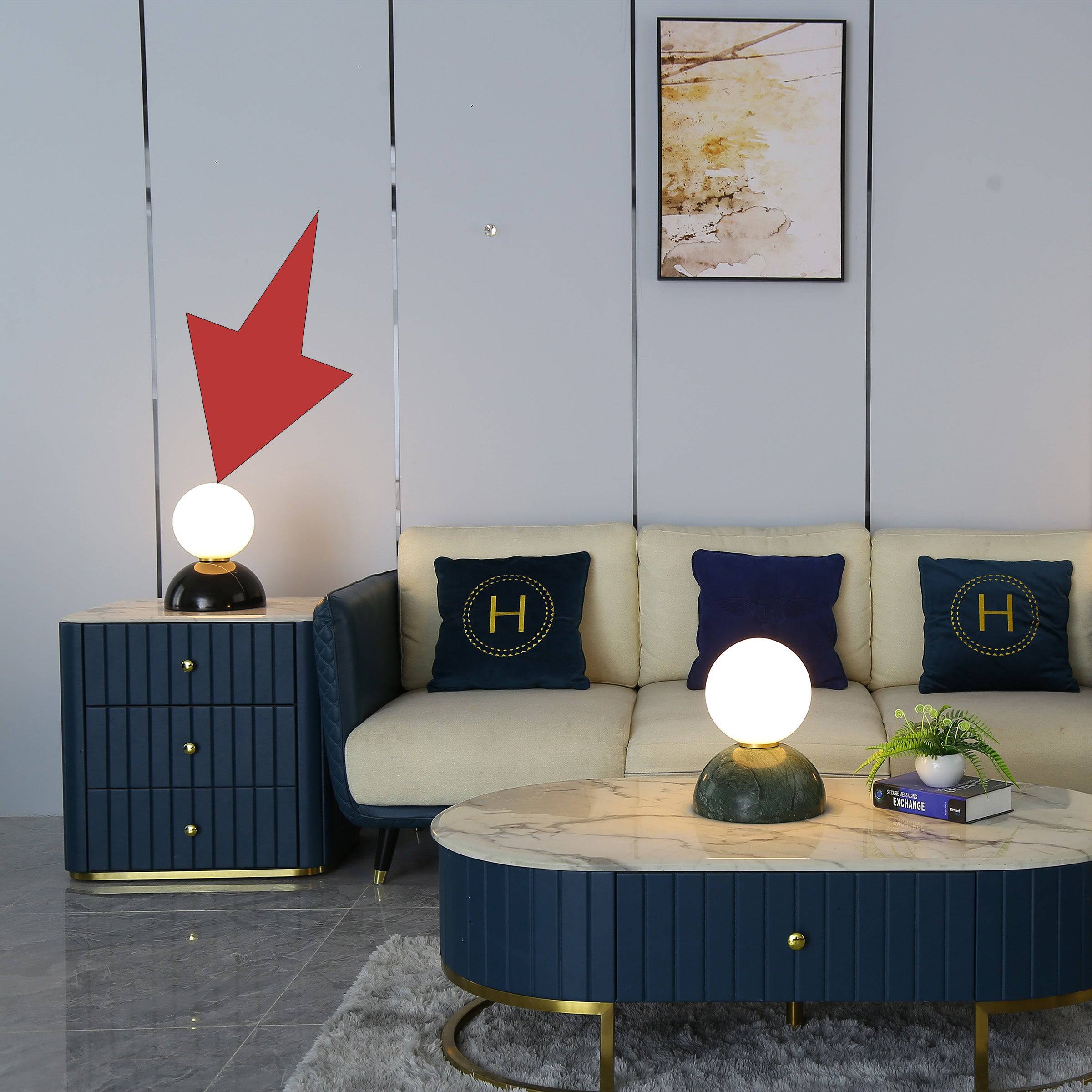 Opal Glass Shade With Black Marble Base Table Lamp 8709T-Bk -  Desk\table Lamps - ebarza Furniture UAE | Shop Modern Furniture in Abu Dhabi & Dubai - مفروشات ايبازرا في الامارات | تسوق اثاث عصري وديكورات مميزة في دبي وابوظبي