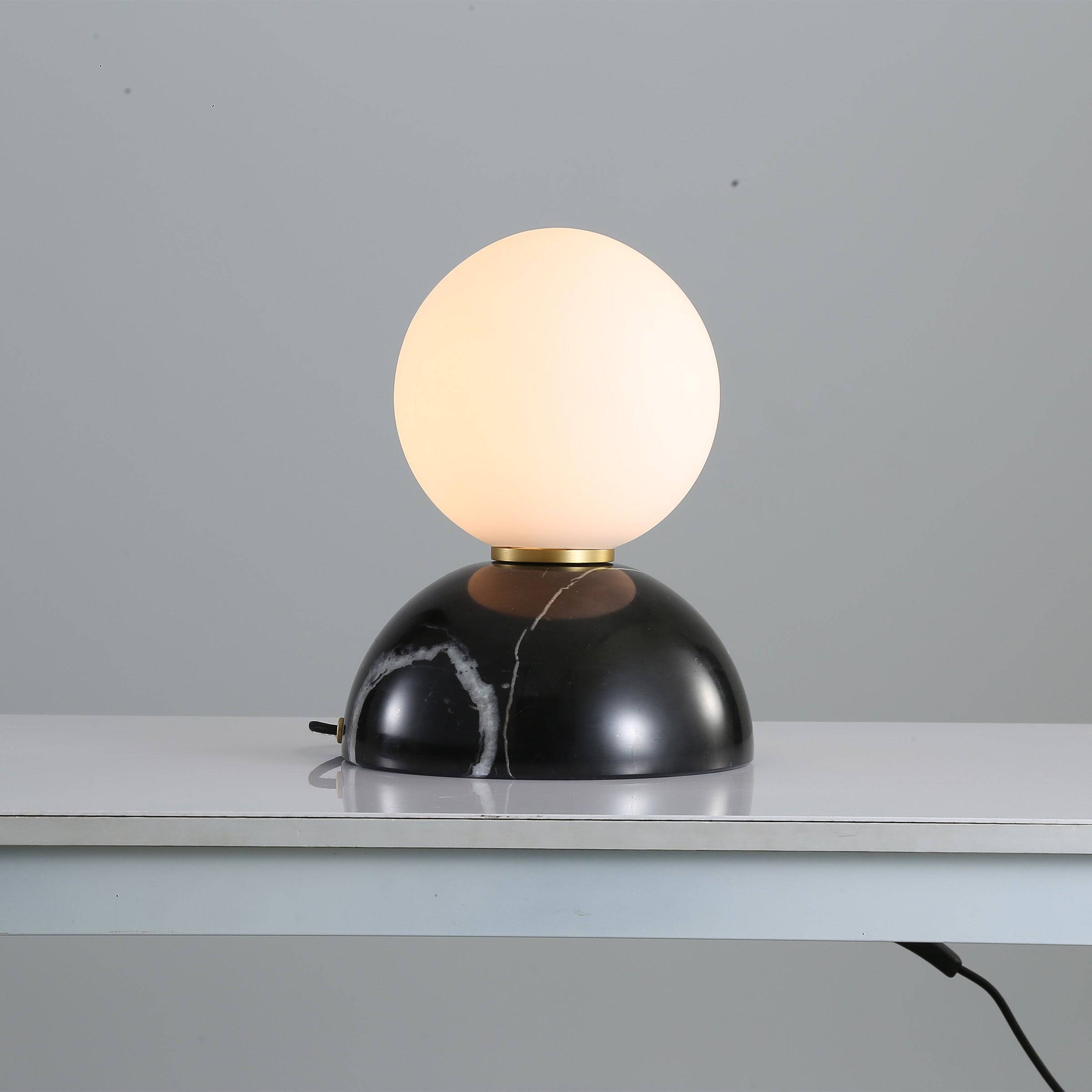 Opal Glass Shade With Black Marble Base Table Lamp 8709T-Bk -  Desk\table Lamps - ebarza Furniture UAE | Shop Modern Furniture in Abu Dhabi & Dubai - مفروشات ايبازرا في الامارات | تسوق اثاث عصري وديكورات مميزة في دبي وابوظبي