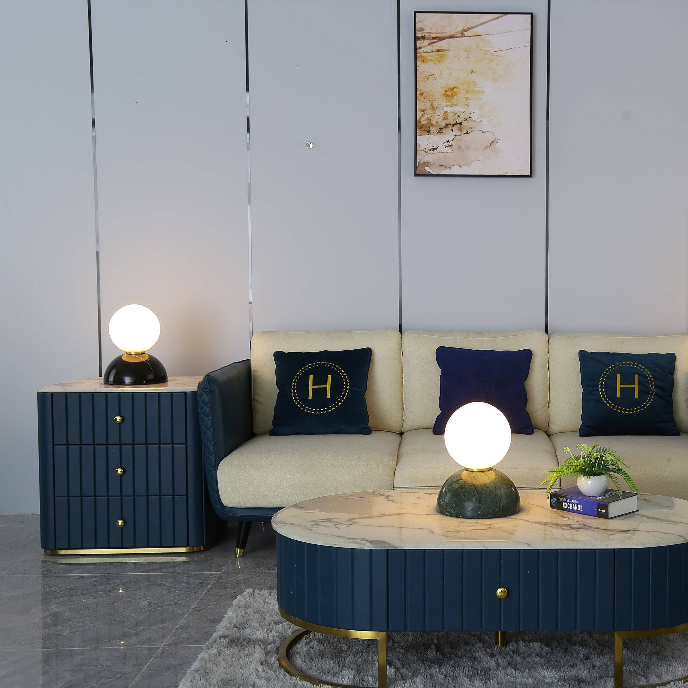 Opal Glass Shade With Black Marble Base Table Lamp 8709T-Bk - Desk\table Lamps - ebarza Furniture UAE | Shop Modern Furniture in Abu Dhabi & Dubai - مفروشات ايبازرا في الامارات | تسوق اثاث عصري وديكورات مميزة في دبي وابوظبي