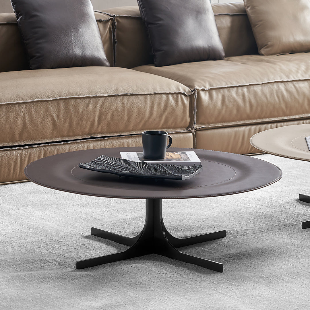 Brown Saddle Leather Coffee Table - LT082/Brown - Coffee Tables - ebarza Furniture UAE | Shop Modern Furniture in Abu Dhabi & Dubai - مفروشات ايبازرا في الامارات | تسوق اثاث عصري وديكورات مميزة في دبي وابوظبي