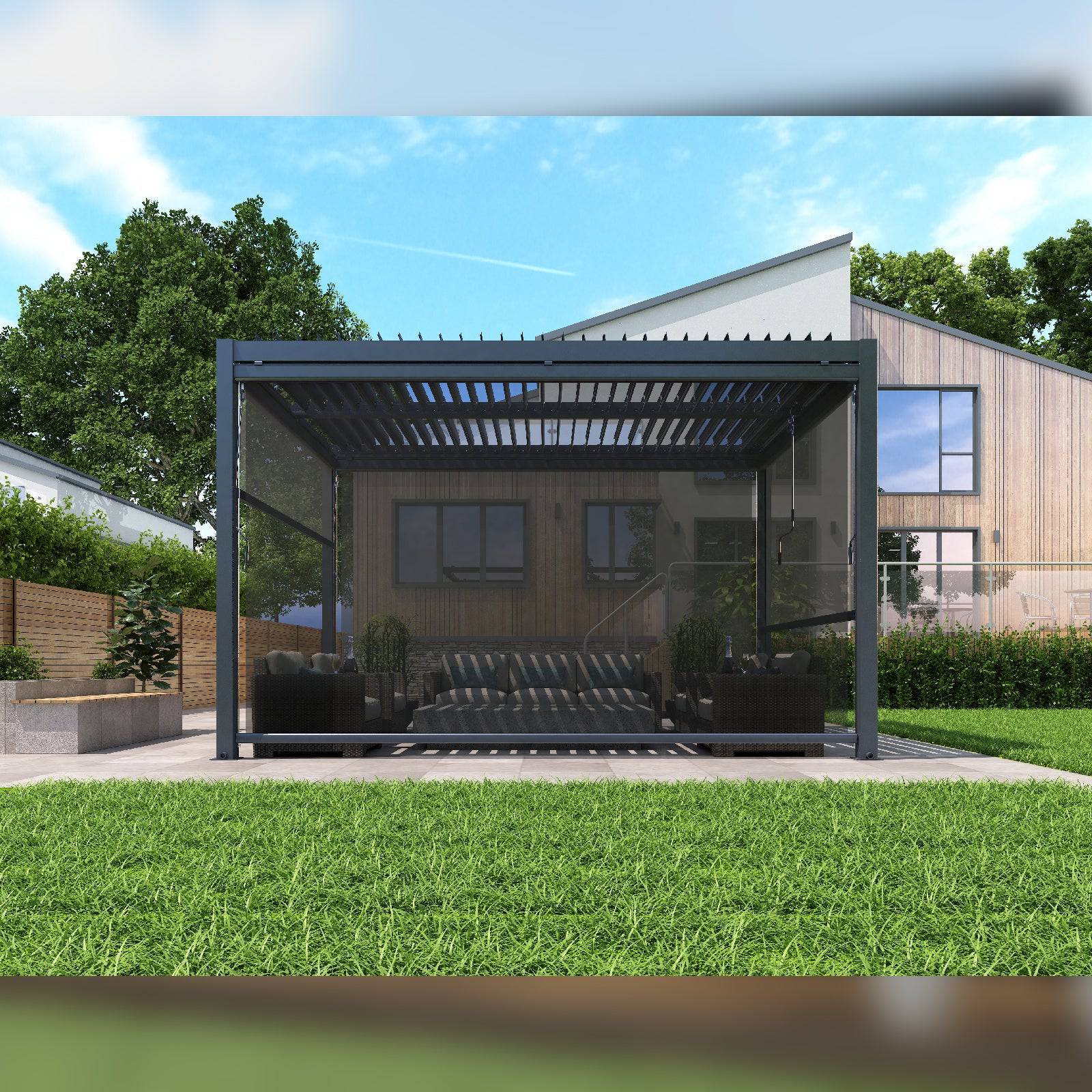 Outdoor Pergola And Screen With Led Light 300X400 M8610L-3X4 - Smart Outdoors - ebarza Furniture UAE | Shop Modern Furniture in Abu Dhabi & Dubai - مفروشات ايبازرا في الامارات | تسوق اثاث عصري وديكورات مميزة في دبي وابوظبي