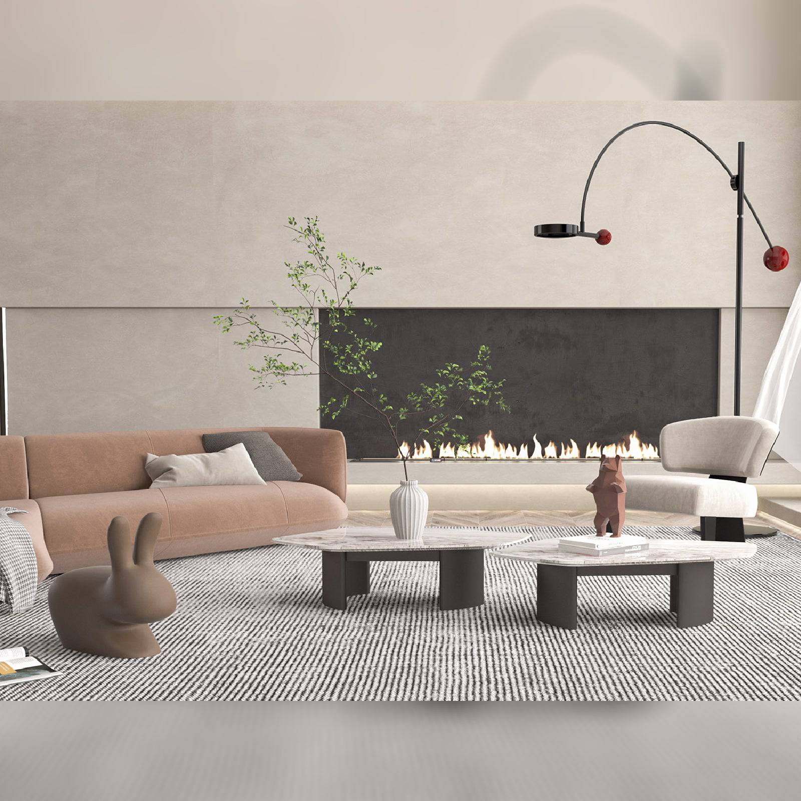 Pallisandro Natural Marble High Center Table Dz452Cta-1 -  Coffee Tables - ebarza Furniture UAE | Shop Modern Furniture in Abu Dhabi & Dubai - مفروشات ايبازرا في الامارات | تسوق اثاث عصري وديكورات مميزة في دبي وابوظبي