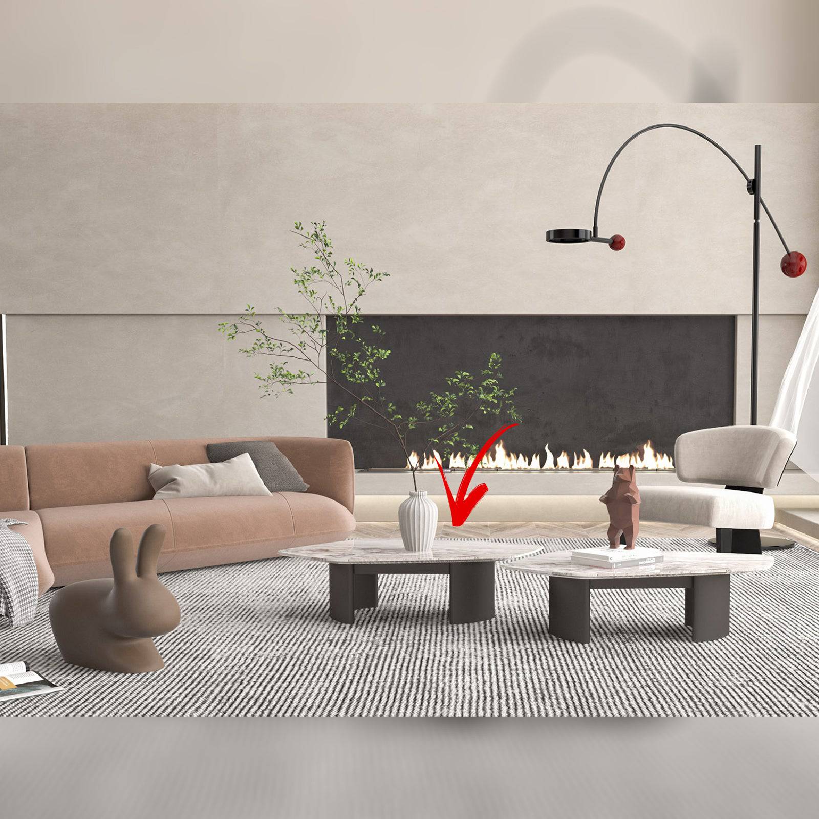 Pallisandro Natural Marble High Center Table Dz452Cta-1 -  Coffee Tables - ebarza Furniture UAE | Shop Modern Furniture in Abu Dhabi & Dubai - مفروشات ايبازرا في الامارات | تسوق اثاث عصري وديكورات مميزة في دبي وابوظبي