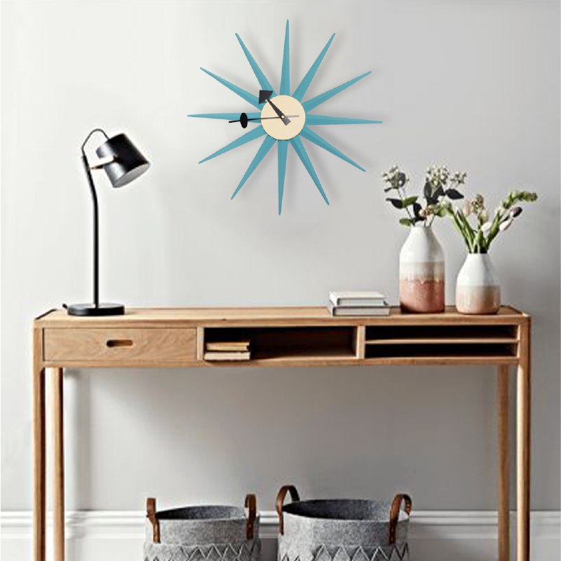 Sun Flower Wall Clock Cw08-Blue - Clocks - ebarza Furniture UAE | Shop Modern Furniture in Abu Dhabi & Dubai - مفروشات ايبازرا في الامارات | تسوق اثاث عصري وديكورات مميزة في دبي وابوظبي