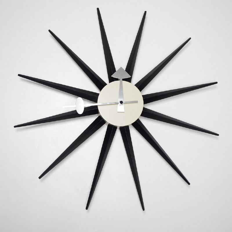Sun Wall Clock Cw08-Black - Clocks - ebarza Furniture UAE | Shop Modern Furniture in Abu Dhabi & Dubai - مفروشات ايبازرا في الامارات | تسوق اثاث عصري وديكورات مميزة في دبي وابوظبي