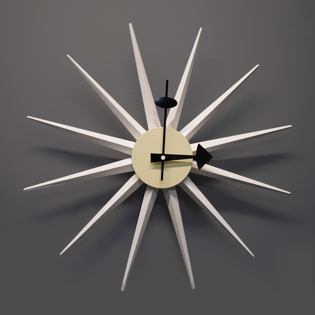 Sun Wall Clock Cw08-White - Clocks - ebarza Furniture UAE | Shop Modern Furniture in Abu Dhabi & Dubai - مفروشات ايبازرا في الامارات | تسوق اثاث عصري وديكورات مميزة في دبي وابوظبي