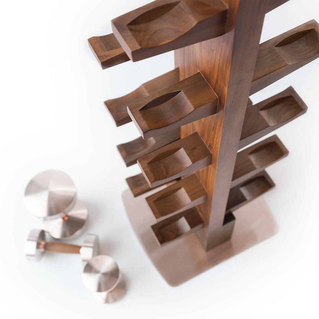 Ebarza Stainless Steel And Walnut Wood Dumbbell Tray -Heavy PRO-GMYLJ01-2 - Home Decor Figurines - ebarza Furniture UAE | Shop Modern Furniture in Abu Dhabi & Dubai - مفروشات ايبازرا في الامارات | تسوق اثاث عصري وديكورات مميزة في دبي وابوظبي