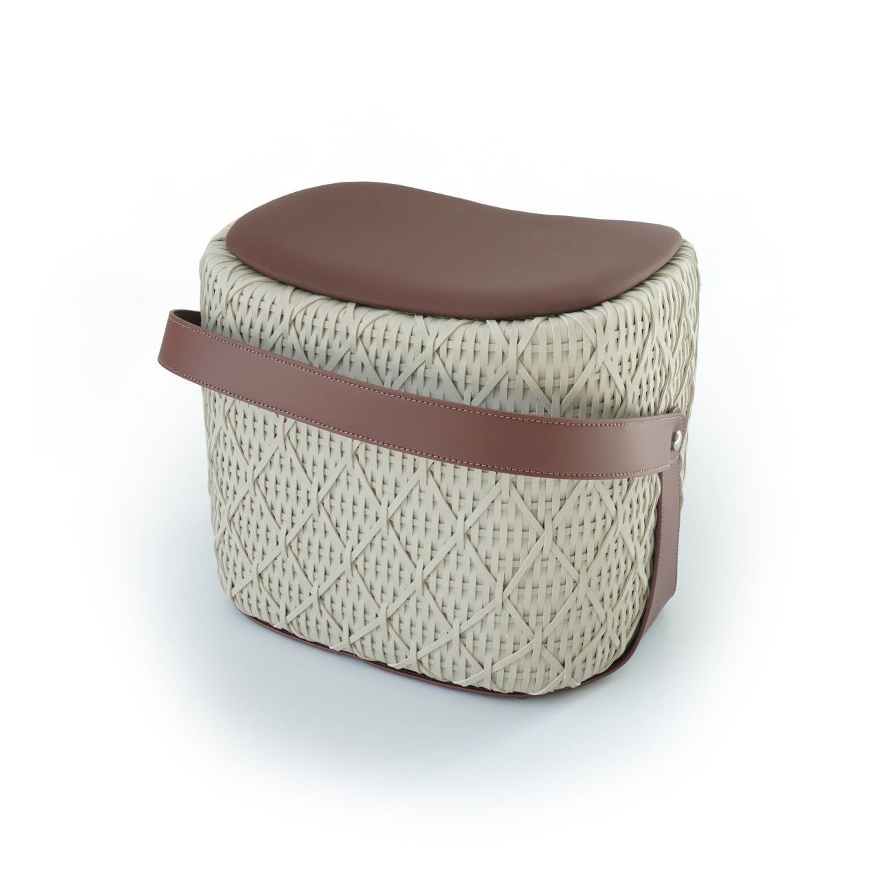 Saddle leather Ottoman MLL-A57-Beige - Poufs - ebarza Furniture UAE | Shop Modern Furniture in Abu Dhabi & Dubai - مفروشات ايبازرا في الامارات | تسوق اثاث عصري وديكورات مميزة في دبي وابوظبي