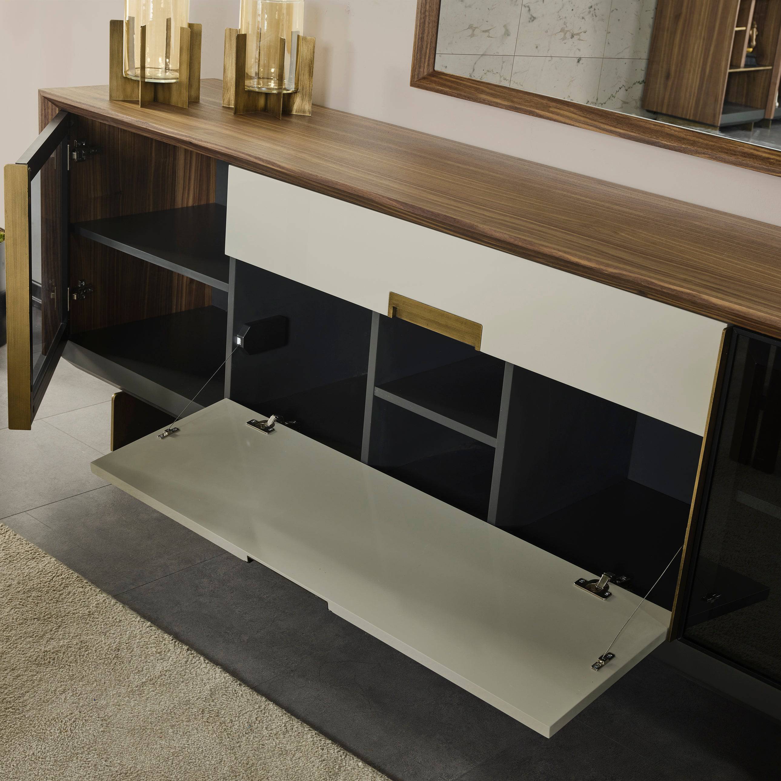 Pietra Kristal Sideboard And Mirror Krstl-Sbcnsl -  Sideboards - ebarza Furniture UAE | Shop Modern Furniture in Abu Dhabi & Dubai - مفروشات ايبازرا في الامارات | تسوق اثاث عصري وديكورات مميزة في دبي وابوظبي