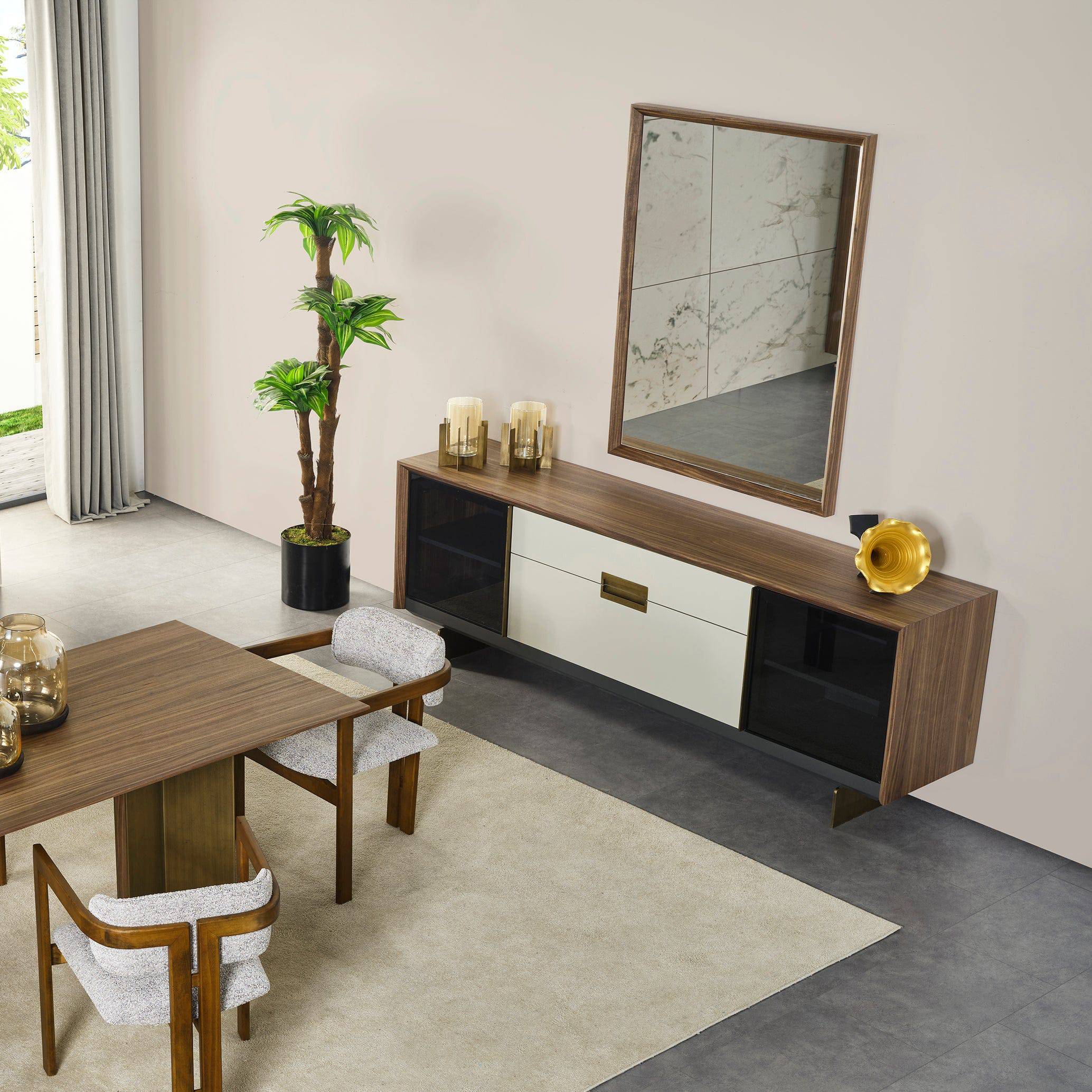 Pietra Kristal Sideboard And Mirror Krstl-Sbcnsl -  Sideboards - ebarza Furniture UAE | Shop Modern Furniture in Abu Dhabi & Dubai - مفروشات ايبازرا في الامارات | تسوق اثاث عصري وديكورات مميزة في دبي وابوظبي