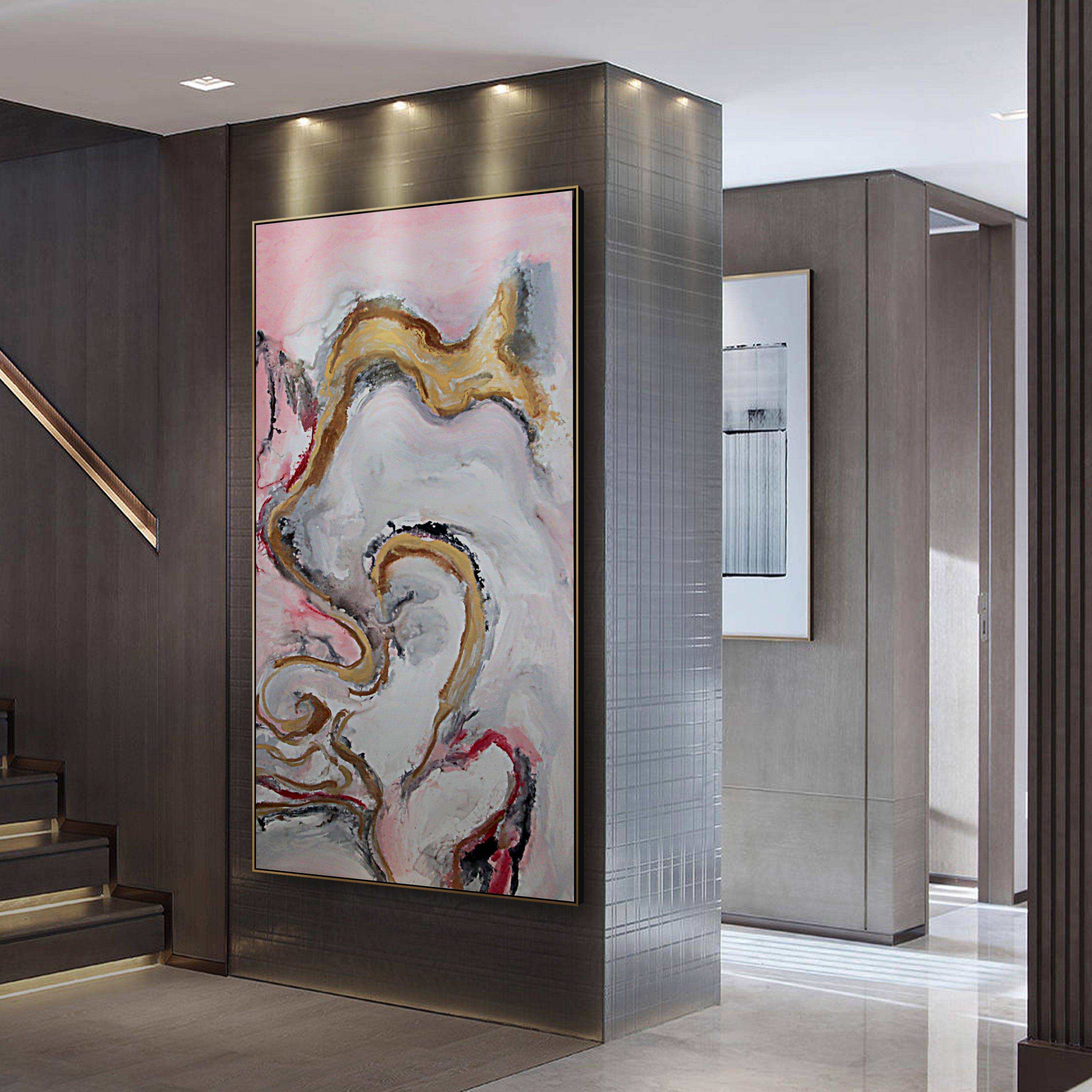 Pink Soul Hand Painted Art Painting With Frame 160X80 Cm Soap0106 -  Paintings - ebarza Furniture UAE | Shop Modern Furniture in Abu Dhabi & Dubai - مفروشات ايبازرا في الامارات | تسوق اثاث عصري وديكورات مميزة في دبي وابوظبي