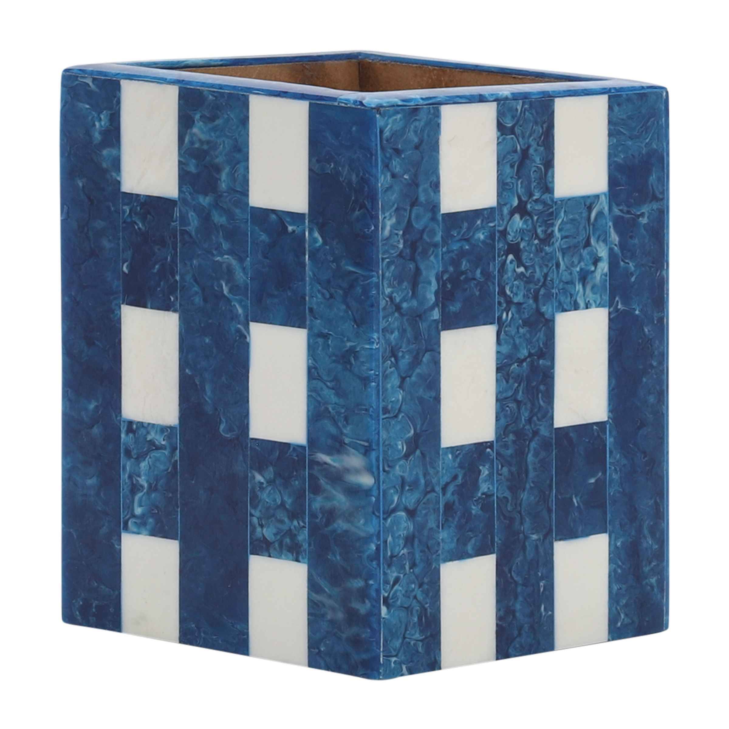 Plaid Pencil Cup 7X10 Cm - Blue 16649-01 -  Decorative Boxes - ebarza Furniture UAE | Shop Modern Furniture in Abu Dhabi & Dubai - مفروشات ايبازرا في الامارات | تسوق اثاث عصري وديكورات مميزة في دبي وابوظبي