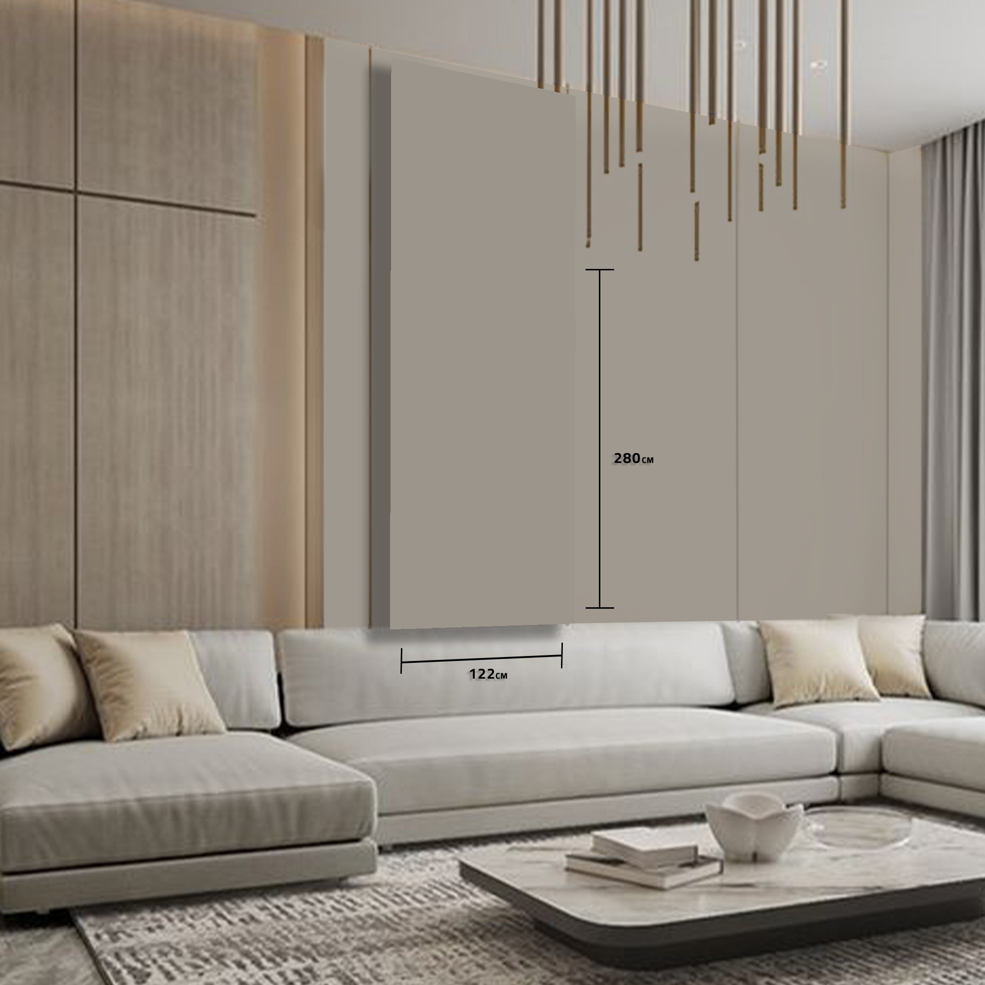 POWDER COATING MDF - DOUBLE-SIDED BEVEL 45° (122x280x1.8cm,E0, 830 kg/m3,PROTECTIVE FILM) JD80035(Dark Beige) WQ - Wall Panels - ebarza Furniture UAE | Shop Modern Furniture in Abu Dhabi & Dubai - مفروشات ايبازرا في الامارات | تسوق اثاث عصري وديكورات مميزة في دبي وابوظبي