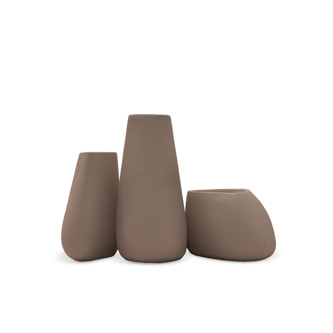 Pre-order 35 Days Delivery - Set Of 3 Outdoor/Indoor Fiberglass Concrete Planter Box Xk-8177A+B+C - Coffee Brown - Planter Boxes - ebarza Furniture UAE | Shop Modern Furniture in Abu Dhabi & Dubai - مفروشات ايبازرا في الامارات | تسوق اثاث عصري وديكورات مميزة في دبي وابوظبي