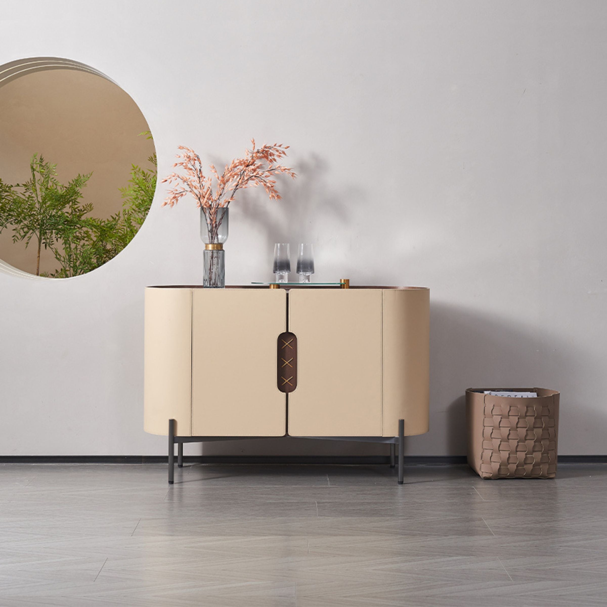 Pre-order 35 Days Delivery Stitch Saddle Leather Console / Dresser MLL-T30 - Cabinets - ebarza Furniture UAE | Shop Modern Furniture in Abu Dhabi & Dubai - مفروشات ايبازرا في الامارات | تسوق اثاث عصري وديكورات مميزة في دبي وابوظبي
