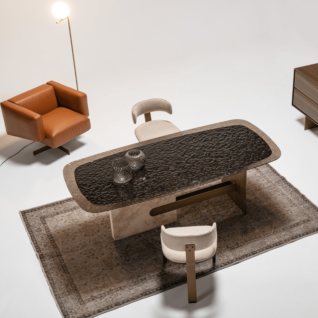 Era Dining Table With Glass Top and Wood Legs Era-Glassdining - Dining Tables - ebarza Furniture UAE | Shop Modern Furniture in Abu Dhabi & Dubai - مفروشات ايبازرا في الامارات | تسوق اثاث عصري وديكورات مميزة في دبي وابوظبي