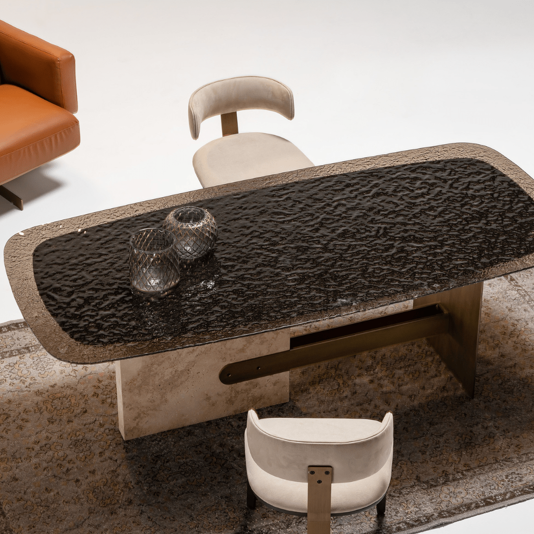 Era Dining Table With Glass Top and Wood Legs Era-Glassdining - Dining Tables - ebarza Furniture UAE | Shop Modern Furniture in Abu Dhabi & Dubai - مفروشات ايبازرا في الامارات | تسوق اثاث عصري وديكورات مميزة في دبي وابوظبي