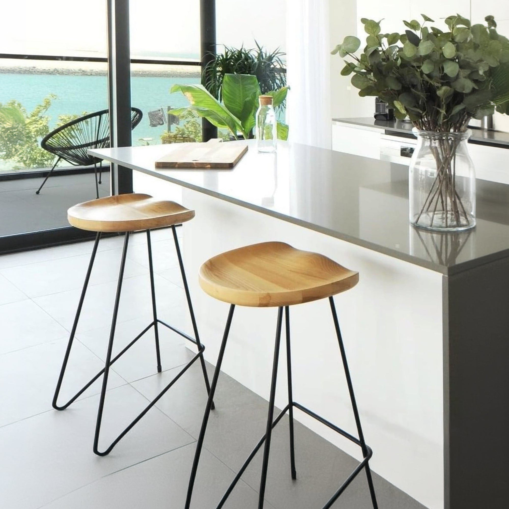 Solid Wood Bar Stool Ws-034E-B-Leg - Bar Stools - ebarza Furniture UAE | Shop Modern Furniture in Abu Dhabi & Dubai - مفروشات ايبازرا في الامارات | تسوق اثاث عصري وديكورات مميزة في دبي وابوظبي