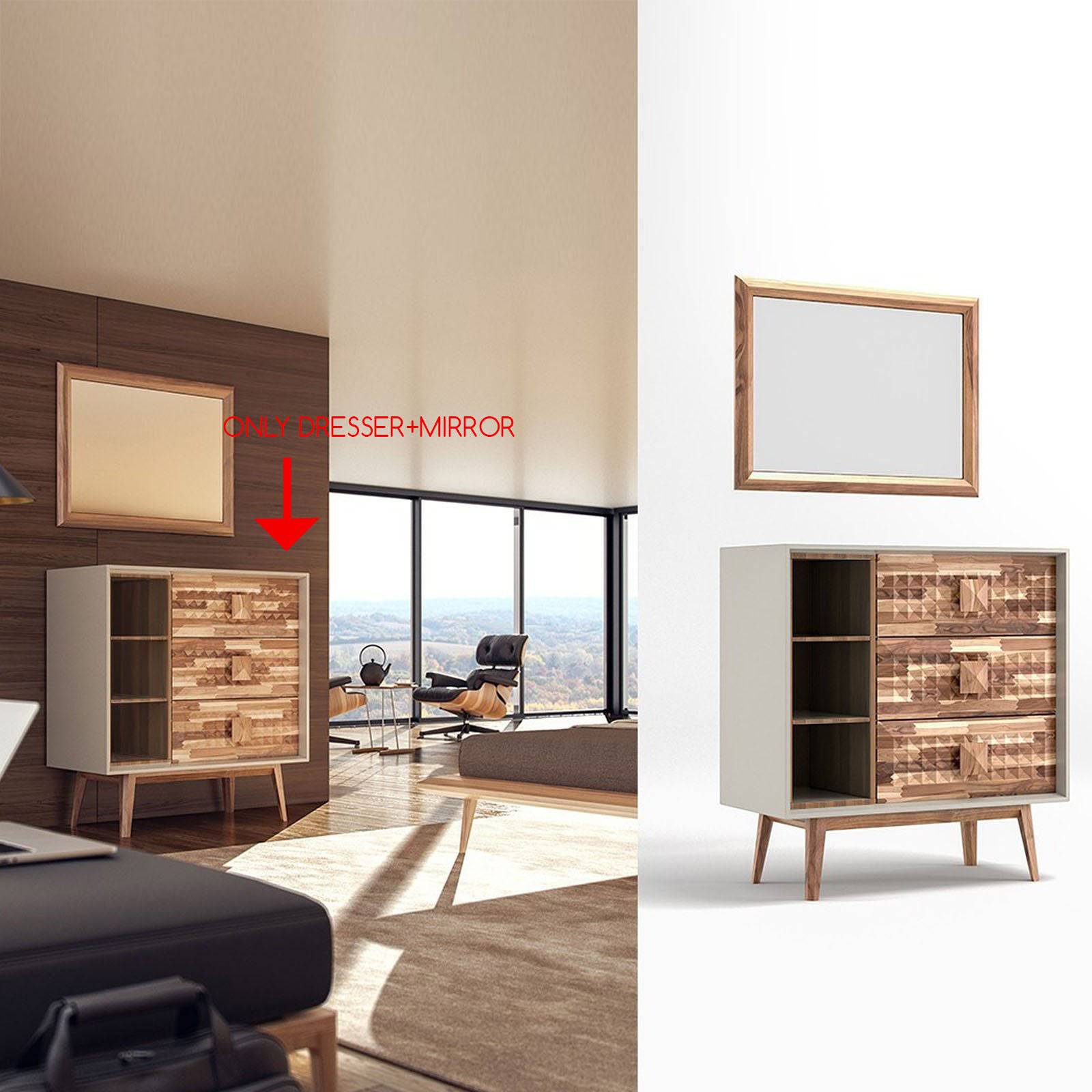 Prizma Dresser + Mirror Prizma001-Dresser - Dressers and Mirrors - ebarza Furniture UAE | Shop Modern Furniture in Abu Dhabi & Dubai - مفروشات ايبازرا في الامارات | تسوق اثاث عصري وديكورات مميزة في دبي وابوظبي