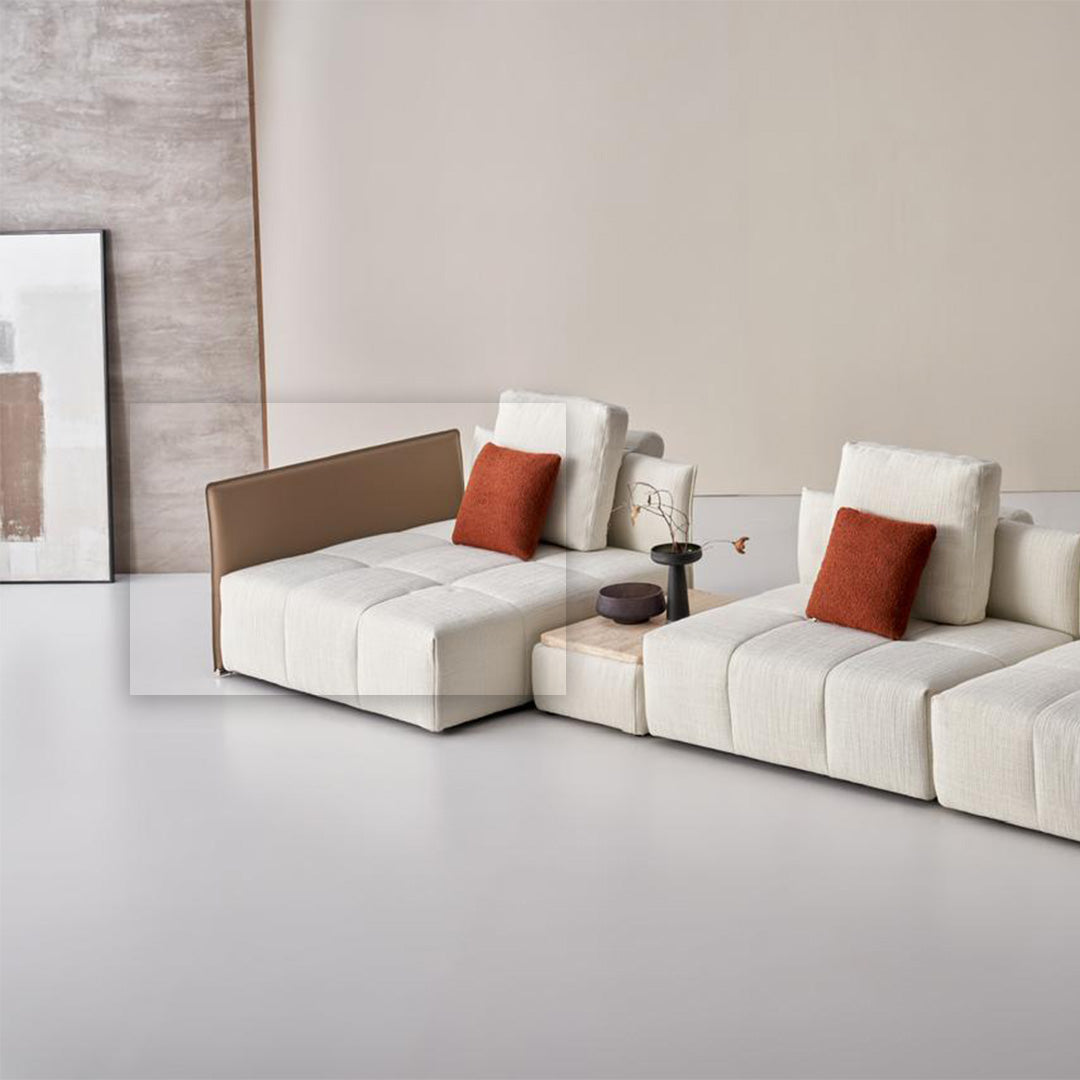 Puzzle Modular Saddle Leather Long Metal Handrail - SF080 - Sofas - ebarza Furniture UAE | Shop Modern Furniture in Abu Dhabi & Dubai - مفروشات ايبازرا في الامارات | تسوق اثاث عصري وديكورات مميزة في دبي وابوظبي