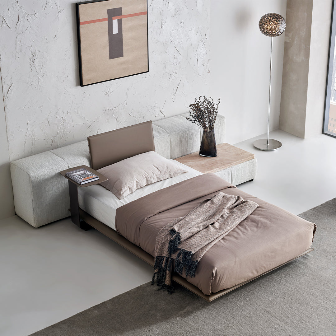 Puzzle Suspended Single Bed Base with 1 backrest - SF080 - Bedsteads - ebarza Furniture UAE | Shop Modern Furniture in Abu Dhabi & Dubai - مفروشات ايبازرا في الامارات | تسوق اثاث عصري وديكورات مميزة في دبي وابوظبي