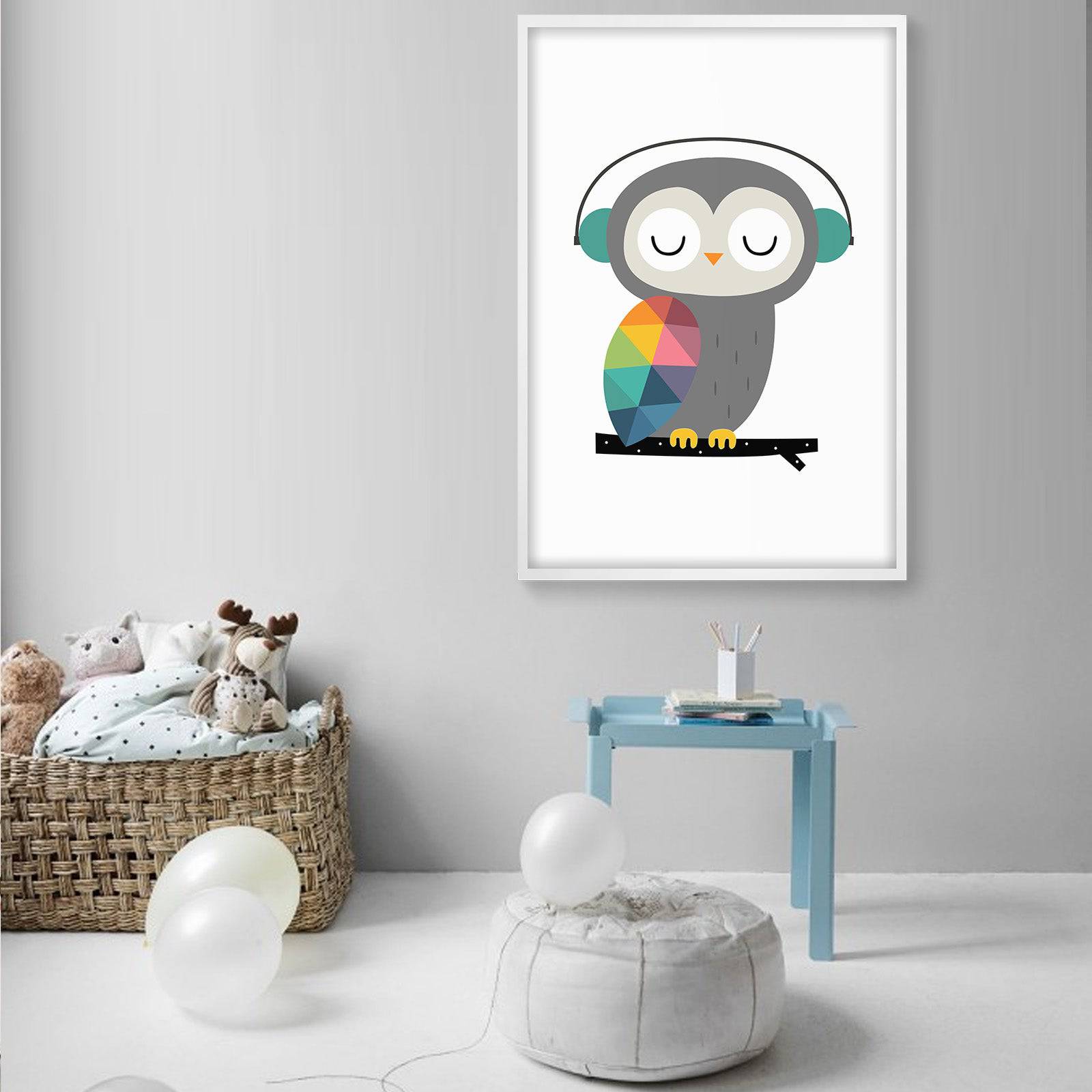 Relaxed Owl Framed Graphic Art Print Soapr0010 - Paintings - ebarza Furniture UAE | Shop Modern Furniture in Abu Dhabi & Dubai - مفروشات ايبازرا في الامارات | تسوق اثاث عصري وديكورات مميزة في دبي وابوظبي