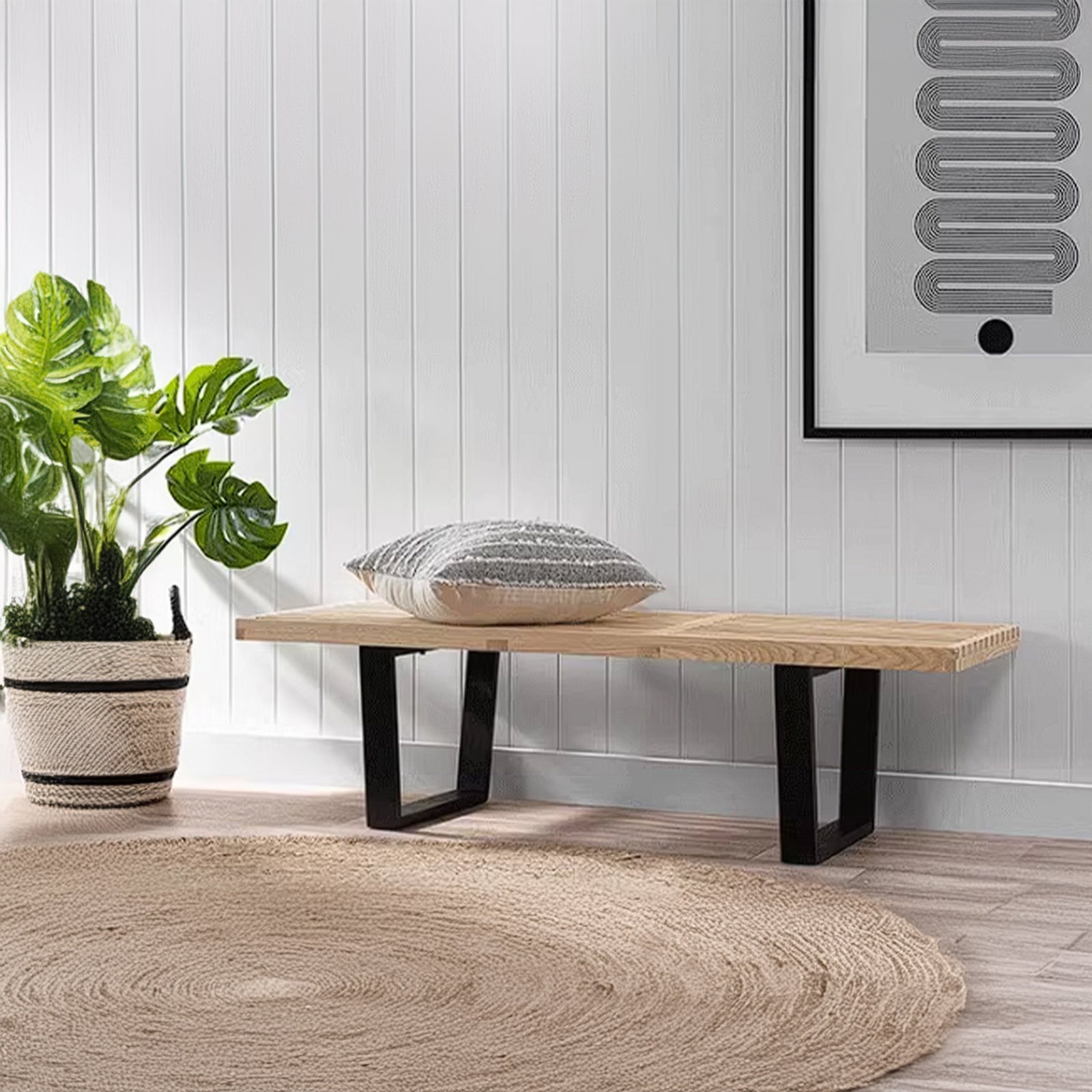 Retro Solid Wood Bench/Table 122Cm Ws-028B-N - Benches - ebarza Furniture UAE | Shop Modern Furniture in Abu Dhabi & Dubai - مفروشات ايبازرا في الامارات | تسوق اثاث عصري وديكورات مميزة في دبي وابوظبي