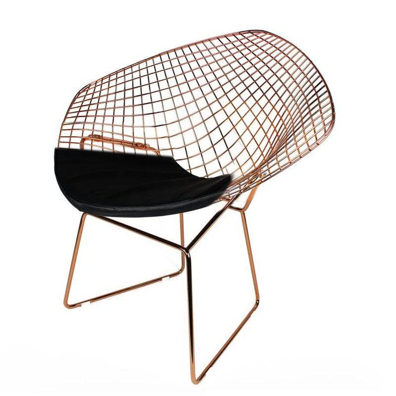 Rose Gold Diamond Wire Chair & Cushion Bp8019Rg -  Chairs - ebarza Furniture UAE | Shop Modern Furniture in Abu Dhabi & Dubai - مفروشات ايبازرا في الامارات | تسوق اثاث عصري وديكورات مميزة في دبي وابوظبي