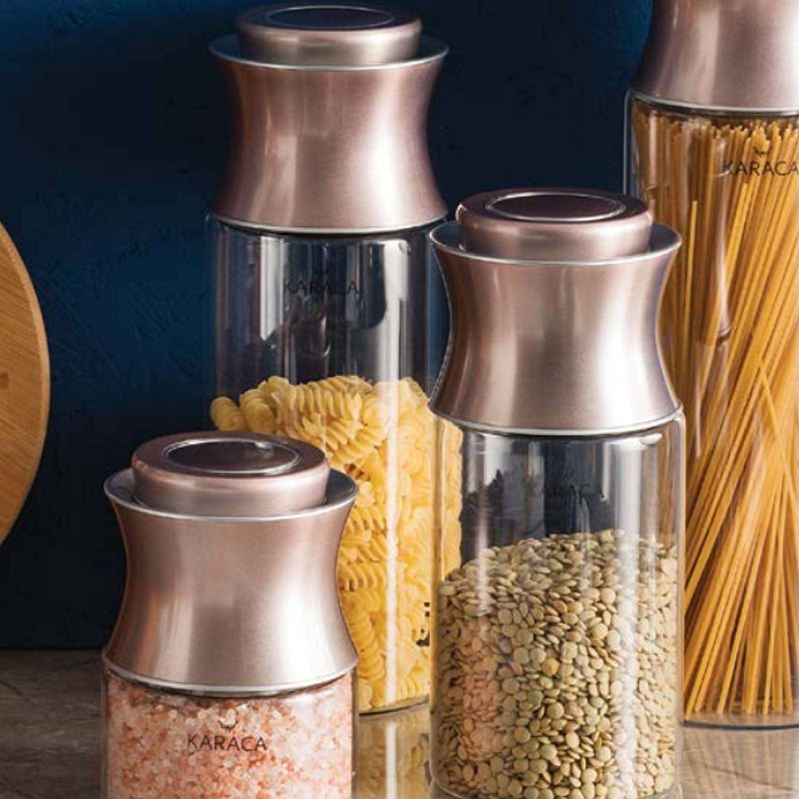 Rosegold 3 Piece Jar Set L / M / S 12610010022 153.03.07.4648 - Spice Sets - ebarza Furniture UAE | Shop Modern Furniture in Abu Dhabi & Dubai - مفروشات ايبازرا في الامارات | تسوق اثاث عصري وديكورات مميزة في دبي وابوظبي
