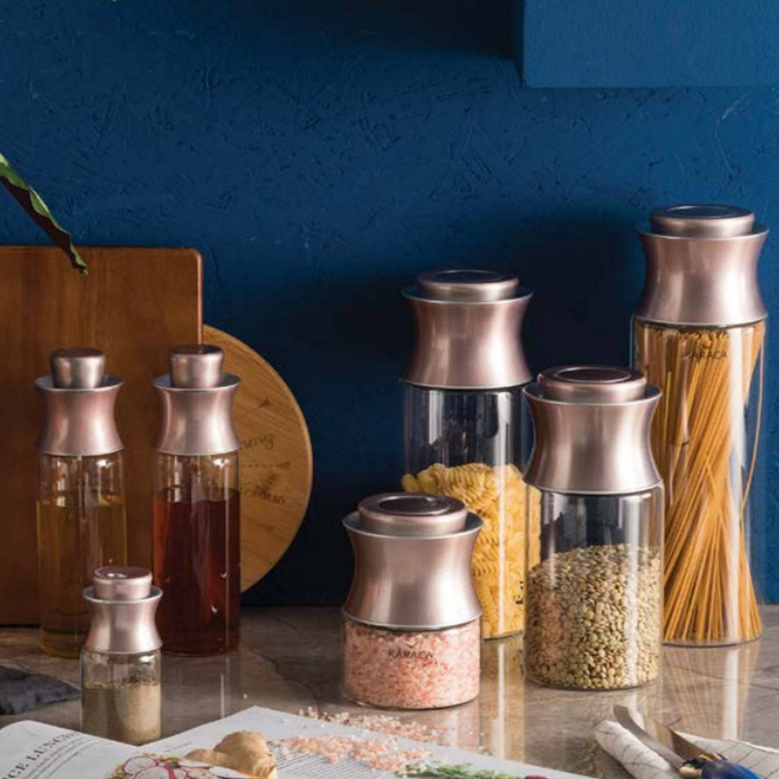 Rosegold 3 Piece Jar Set L / M / S 12610010022 153.03.07.4648 - Spice Sets - ebarza Furniture UAE | Shop Modern Furniture in Abu Dhabi & Dubai - مفروشات ايبازرا في الامارات | تسوق اثاث عصري وديكورات مميزة في دبي وابوظبي