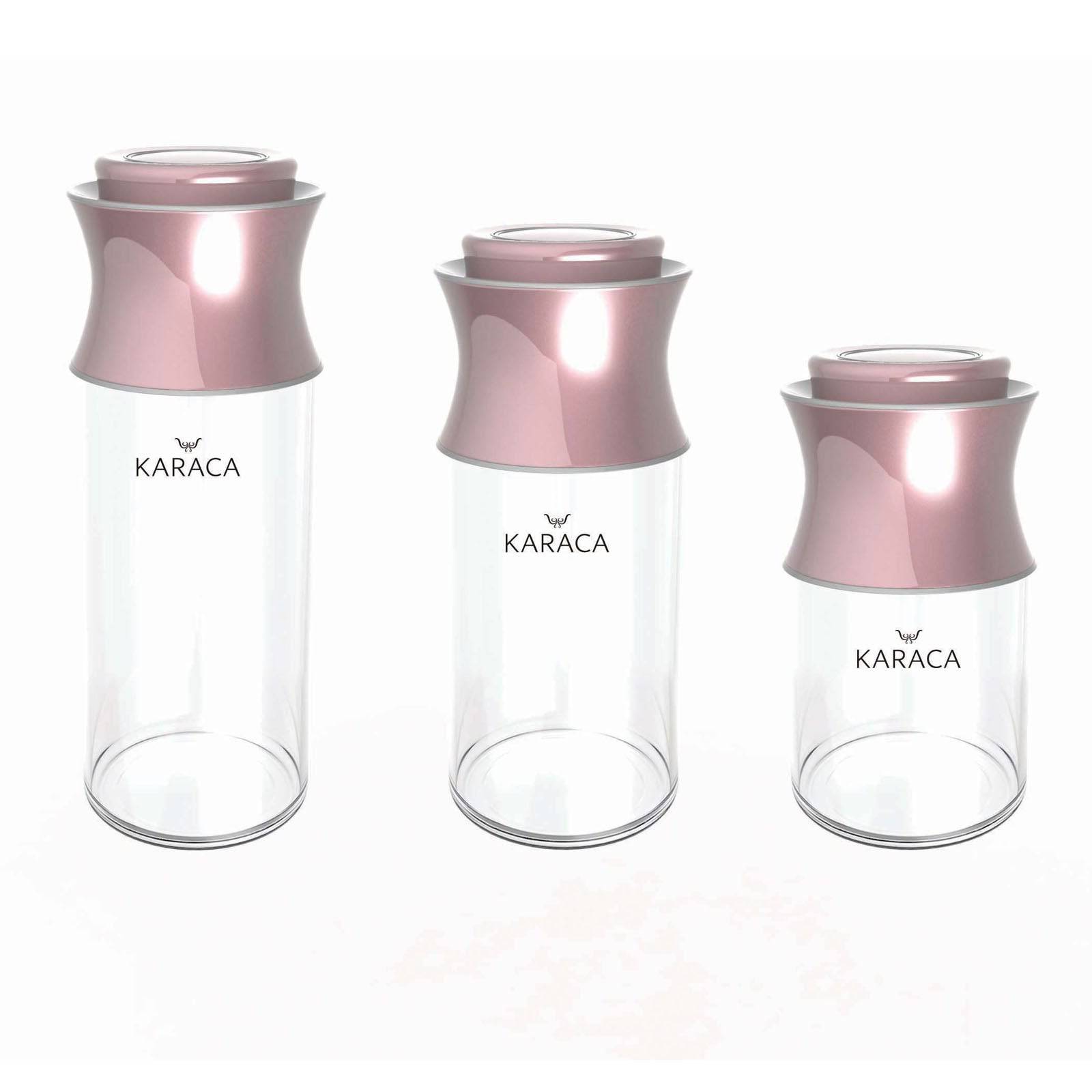 Rosegold 3 Piece Jar Set L / M / S 12610010022 153.03.07.4648 - Spice Sets - ebarza Furniture UAE | Shop Modern Furniture in Abu Dhabi & Dubai - مفروشات ايبازرا في الامارات | تسوق اثاث عصري وديكورات مميزة في دبي وابوظبي