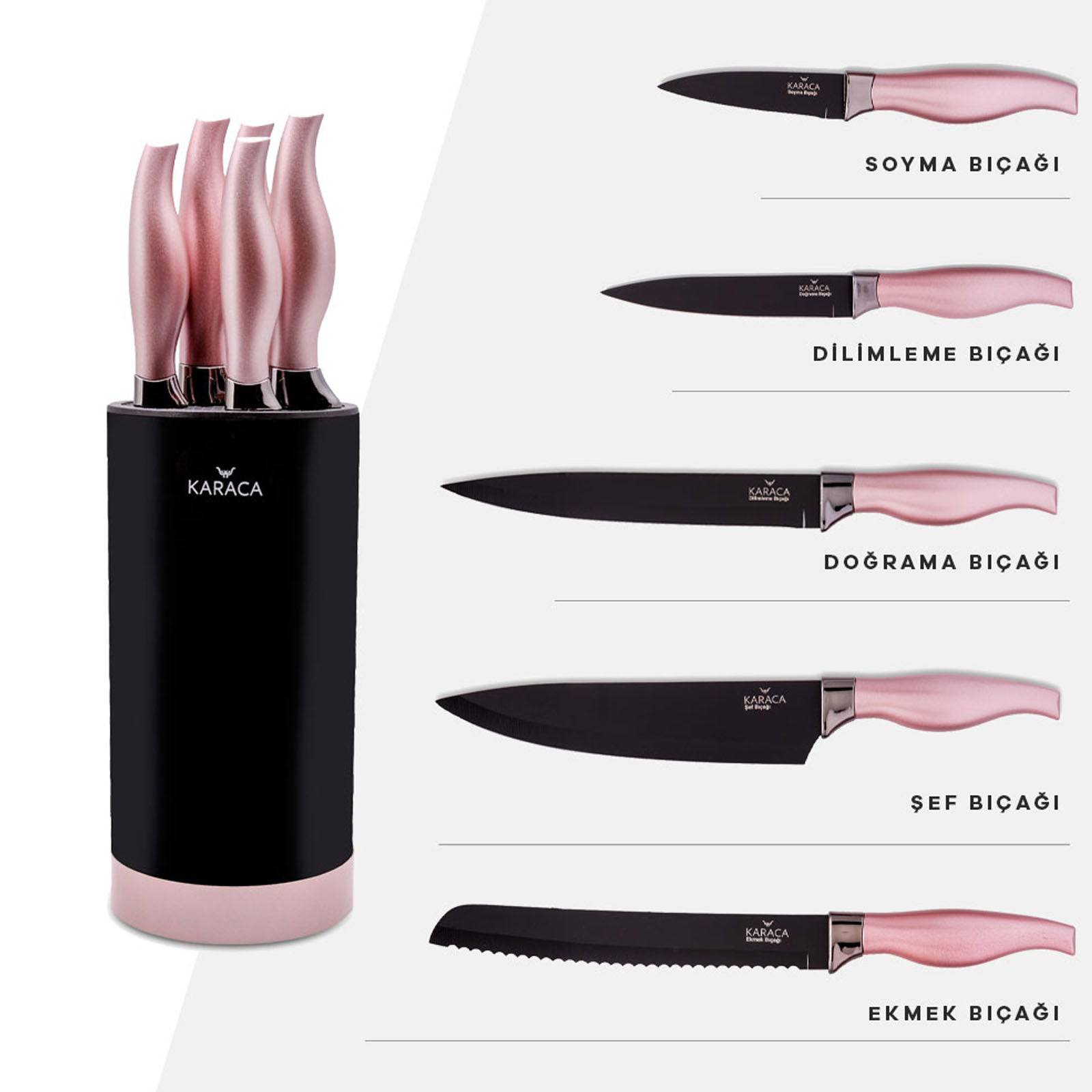 Rosegold 6 Piece Knife Set 153.03.07.4567 - Kitchen Knives - ebarza Furniture UAE | Shop Modern Furniture in Abu Dhabi & Dubai - مفروشات ايبازرا في الامارات | تسوق اثاث عصري وديكورات مميزة في دبي وابوظبي