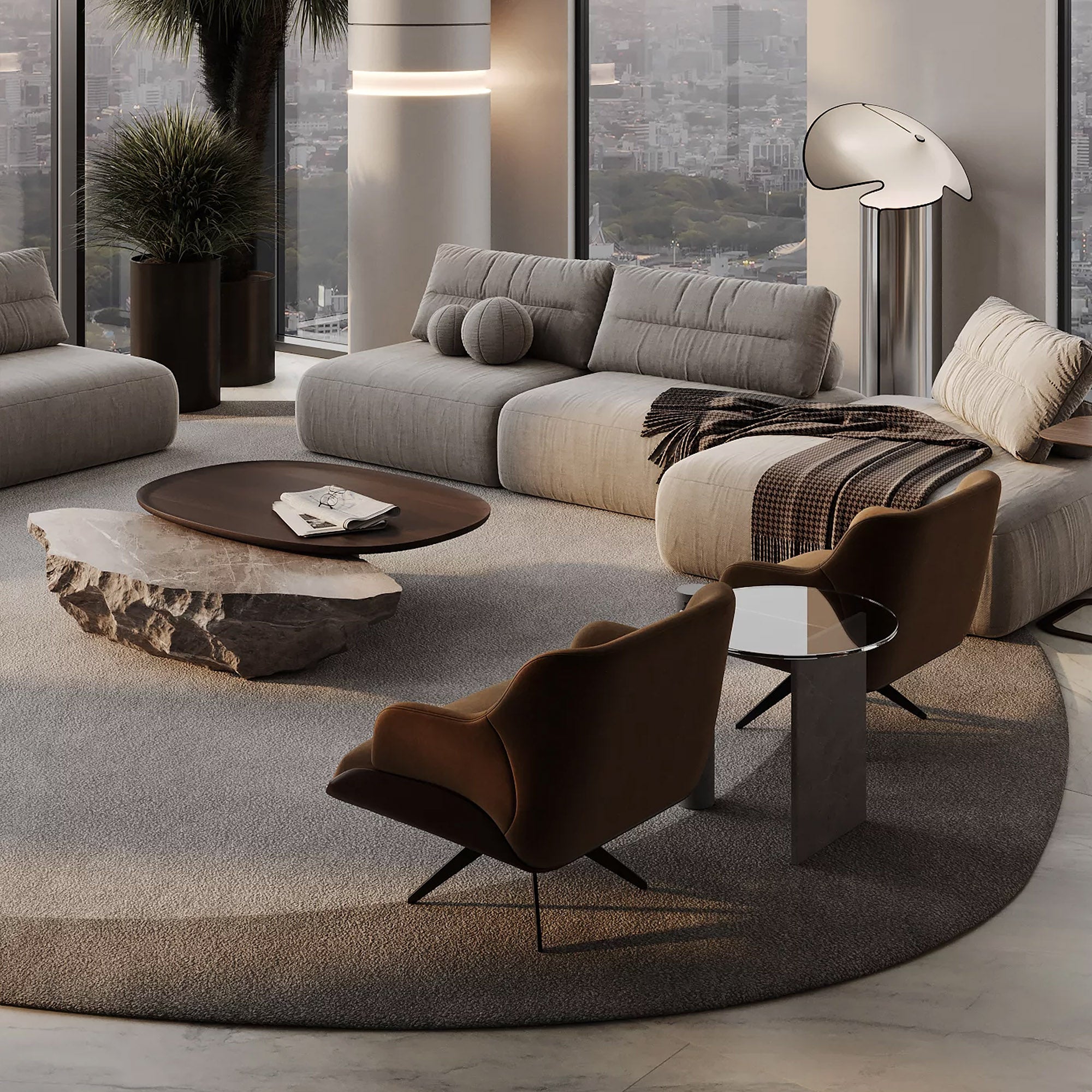 350X250 Cm WOOL BEIGE AND BROWN Round  Rug JH-22729 -  Rugs - ebarza Furniture UAE | Shop Modern Furniture in Abu Dhabi & Dubai - مفروشات ايبازرا في الامارات | تسوق اثاث عصري وديكورات مميزة في دبي وابوظبي