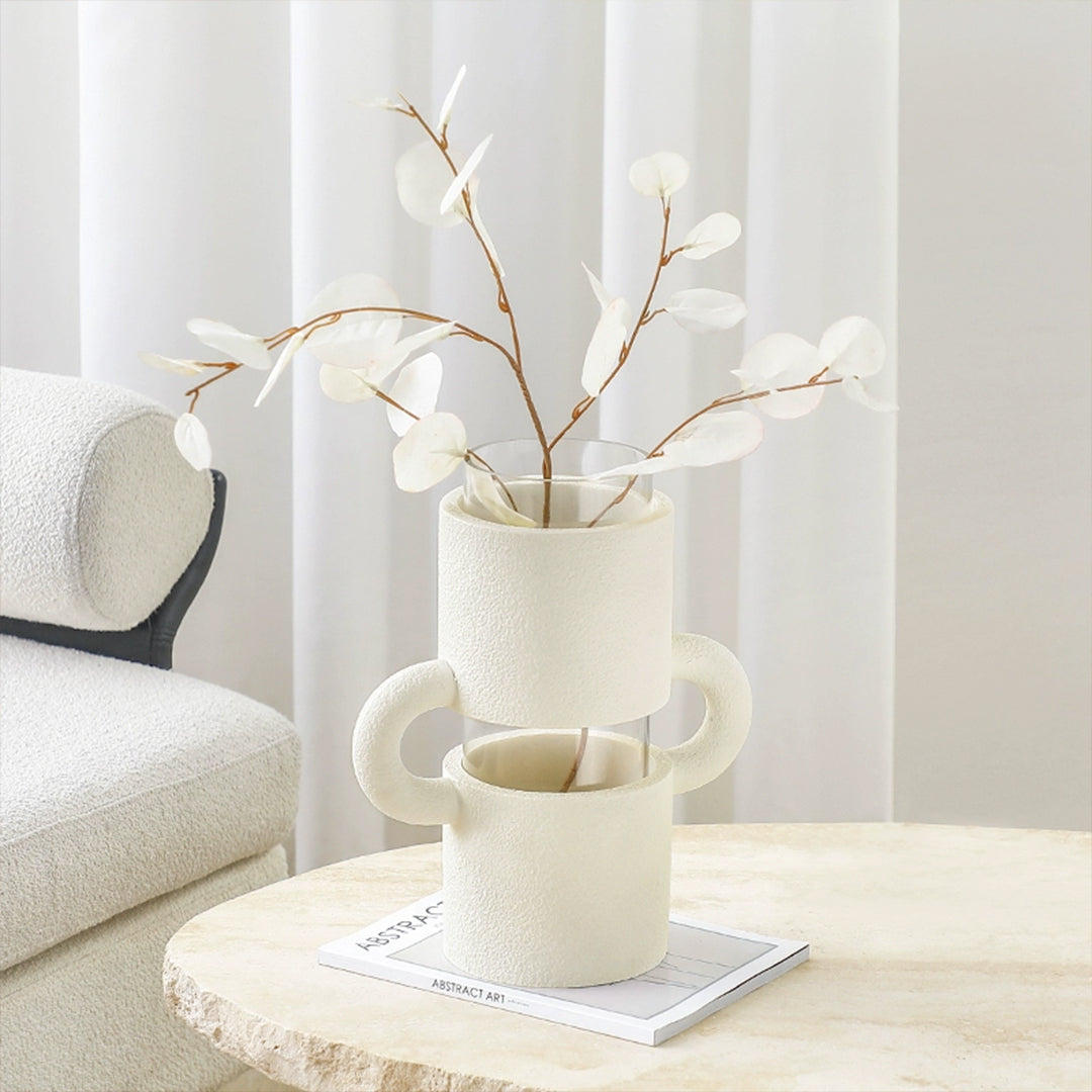 White Resin & Glass Amphora FC-SZ23010 - Drinkware - ebarza Furniture UAE | Shop Modern Furniture in Abu Dhabi & Dubai - مفروشات ايبازرا في الامارات | تسوق اثاث عصري وديكورات مميزة في دبي وابوظبي