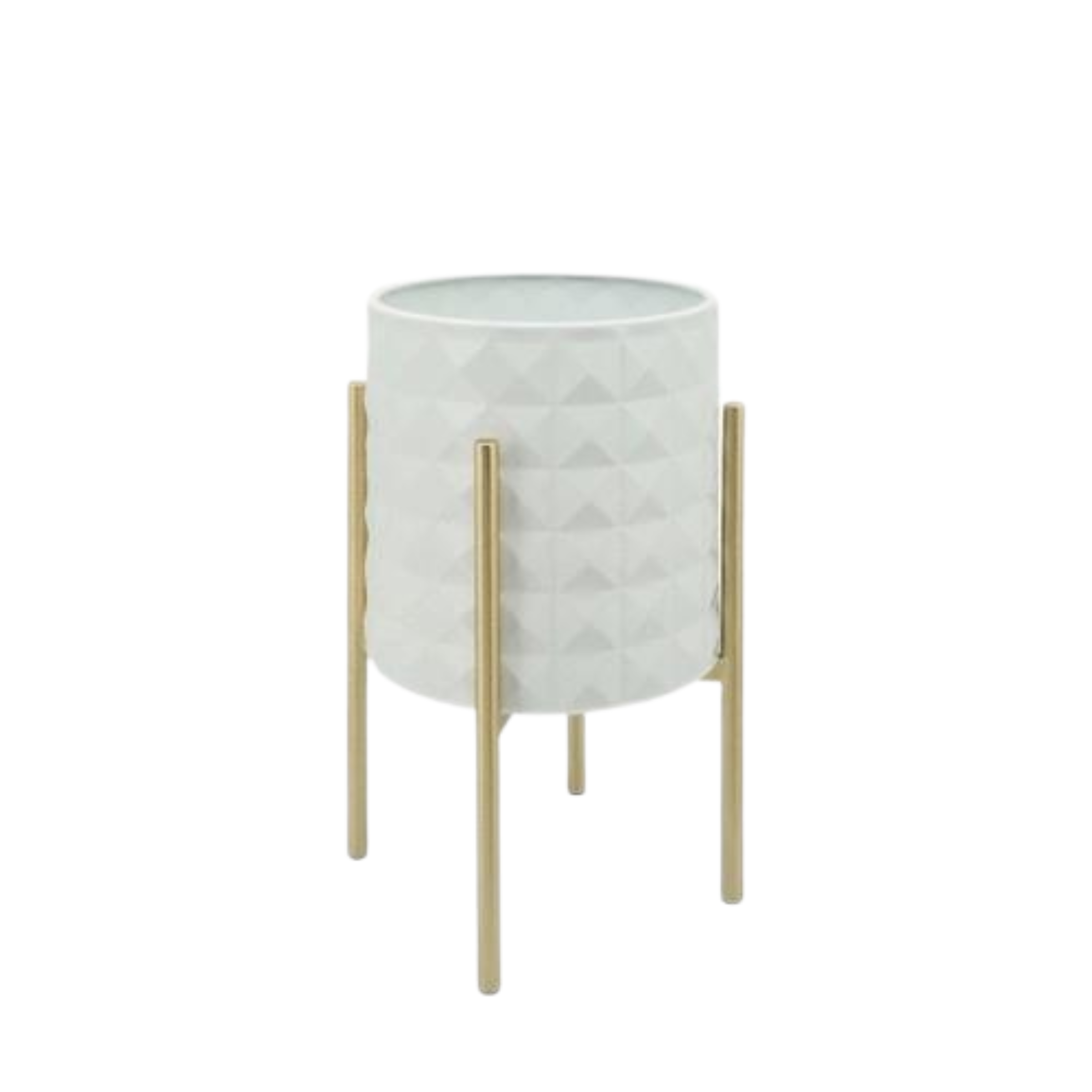 Set Of 2 Diamond Planters In Metal Stand - White 12629-26 - Planter Boxes - ebarza Furniture UAE | Shop Modern Furniture in Abu Dhabi & Dubai - مفروشات ايبازرا في الامارات | تسوق اثاث عصري وديكورات مميزة في دبي وابوظبي